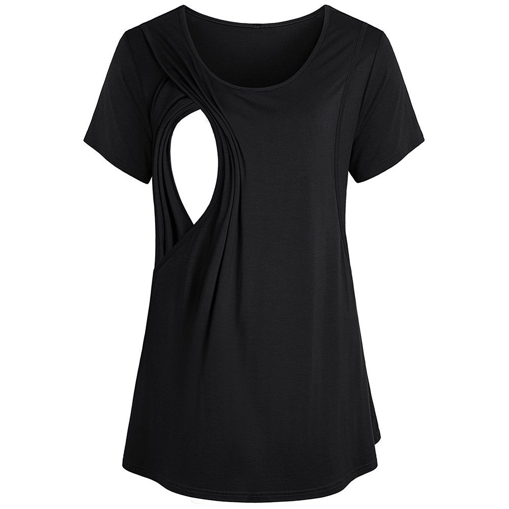 **Maternity Nursing Top for Breastfeeding - Soft & Comfortable Nursing Blouse for Pregnant Women & New Moms - Trendy Maternity Clothes for Teen Girls & 4 Year Old Birthday Gifts (Black) - Perfect for Nursing, Pumping & Everyday Wear**