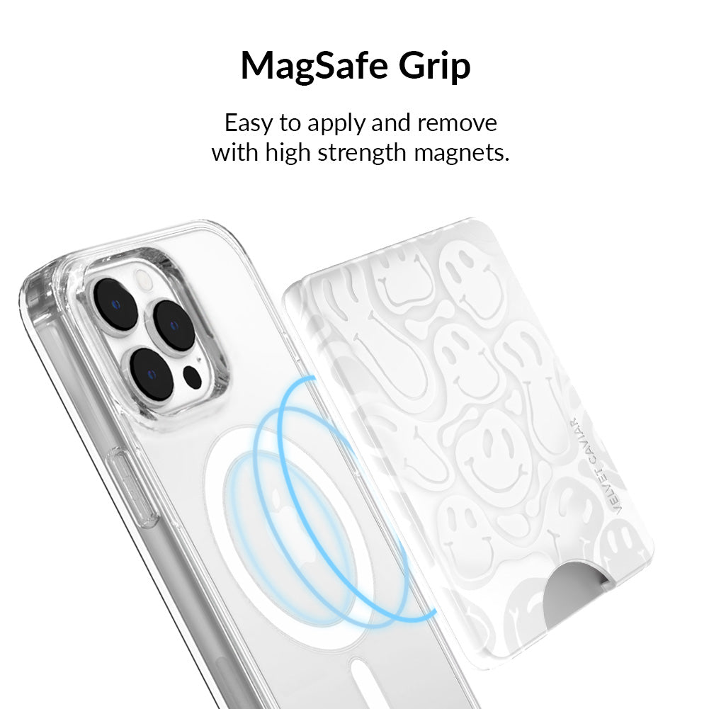 Frosted Clear Smiley Face MagSafe Wallet for iPhone - Slim & Secure Card Holder for Everyday Use, Travel & Shopping