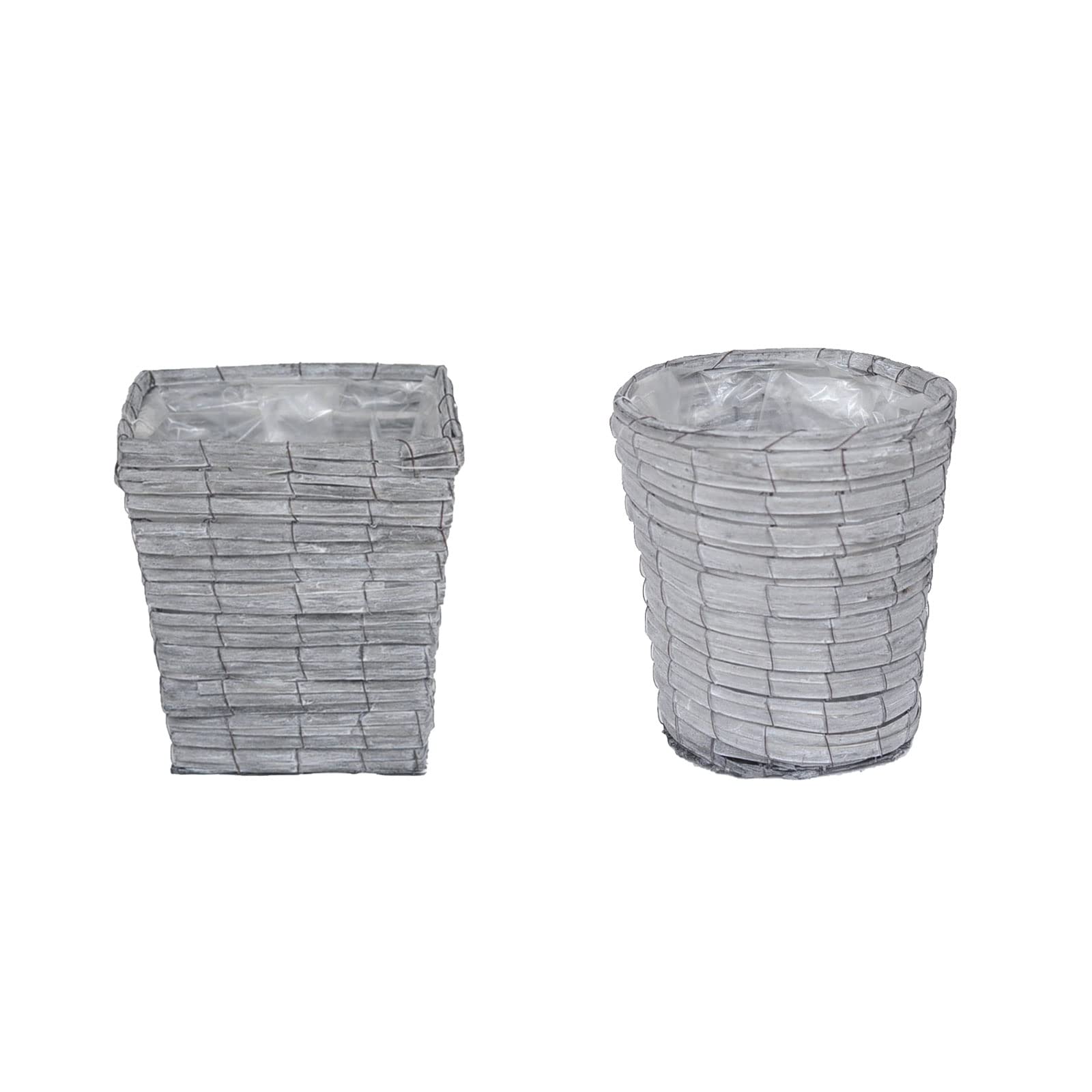 ZYLLZY 2-Pack Woven Plant Baskets with Liner - Indoor/Outdoor Flower Pots for Home Decor
