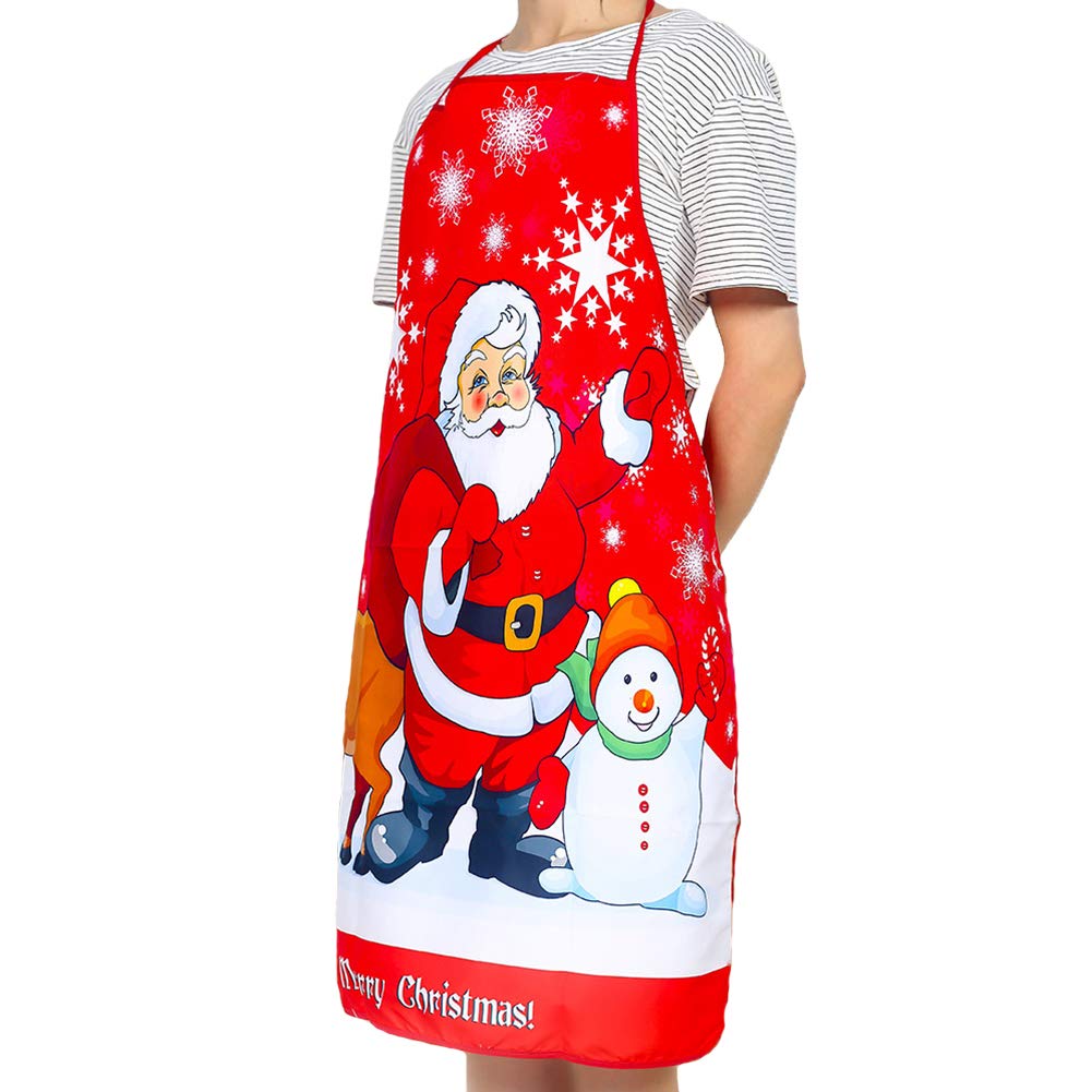 Festive Santa Snowman Reindeer Christmas Apron for Women & Men - Kitchen Cooking Baking Bib with Adjustable Neck Strap - Perfect for Holiday Baking, Cooking, and Christmas Party Hosting