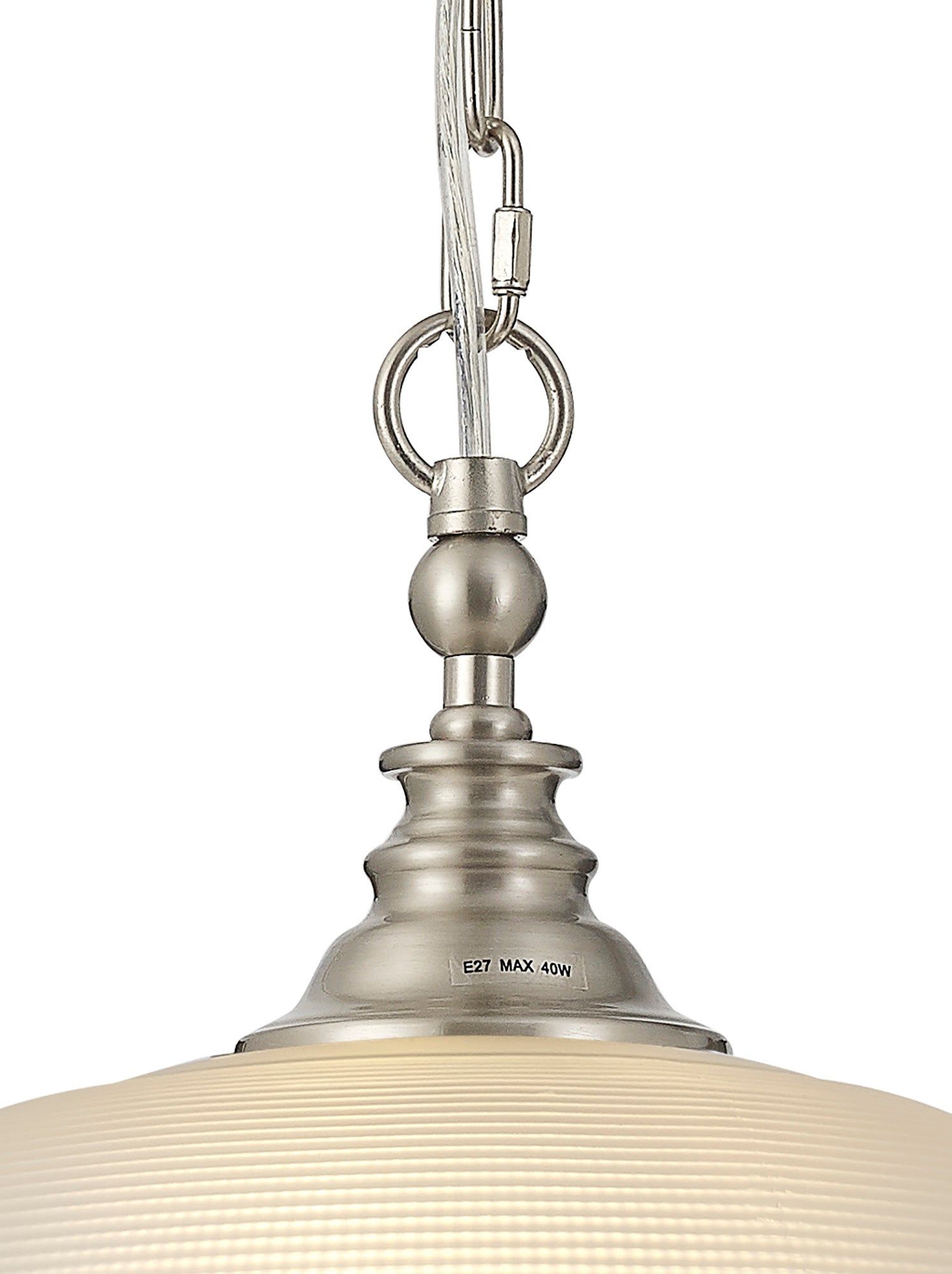 Cleron Flush Mount & Single Pendant Light Fixture - Adjustable E27 Socket in Polished Nickel, Antique Brass & Satin Nickel Finishes with Prismatic Glass Shade - Perfect for Kitchen Island, Dining Room & Entryway Lighting