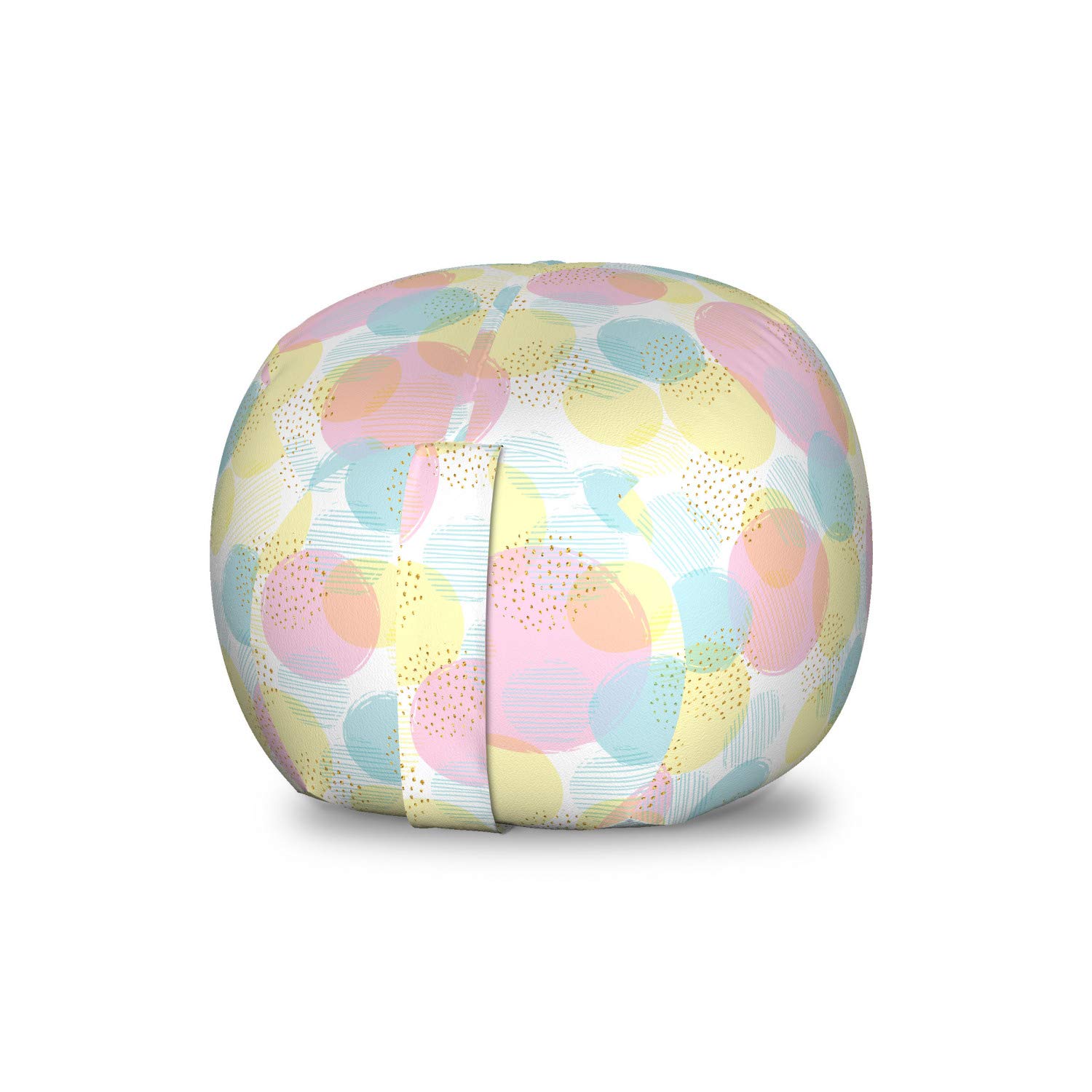 Ambesonne Pastel Storage Toy Bag Chair | Colorful Paint Blots Design | Washable Stuffed Animal Organizer | Small Size Pale Pink Multicolor | Kids Room Decor & Playroom Storage Solution