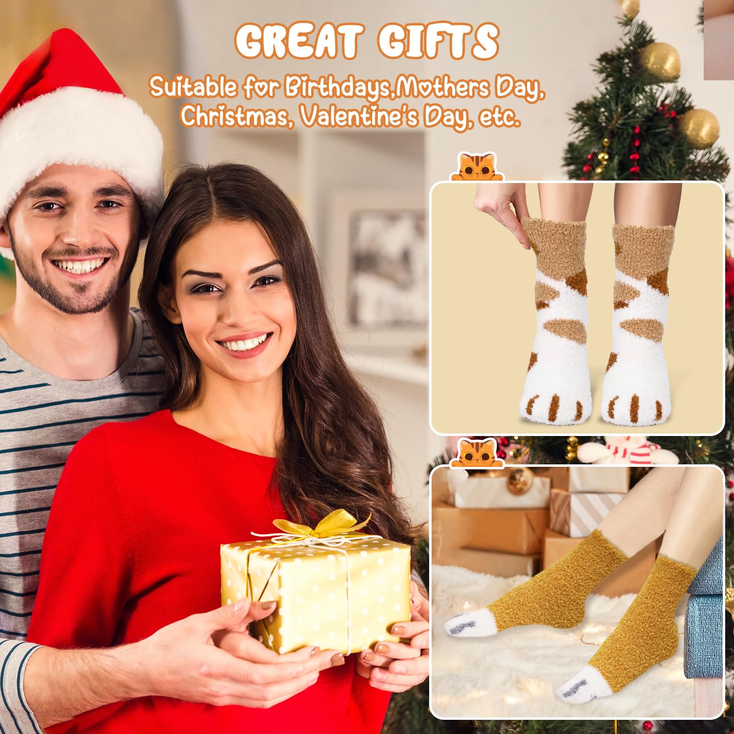 AGRIMONY Women's Fluffy Animal Slipper Socks - Warm Fuzzy Thermal Winter Socks for Women & Girls - Cozy Home, Lounge & Bedroom Wear for Cold Weather