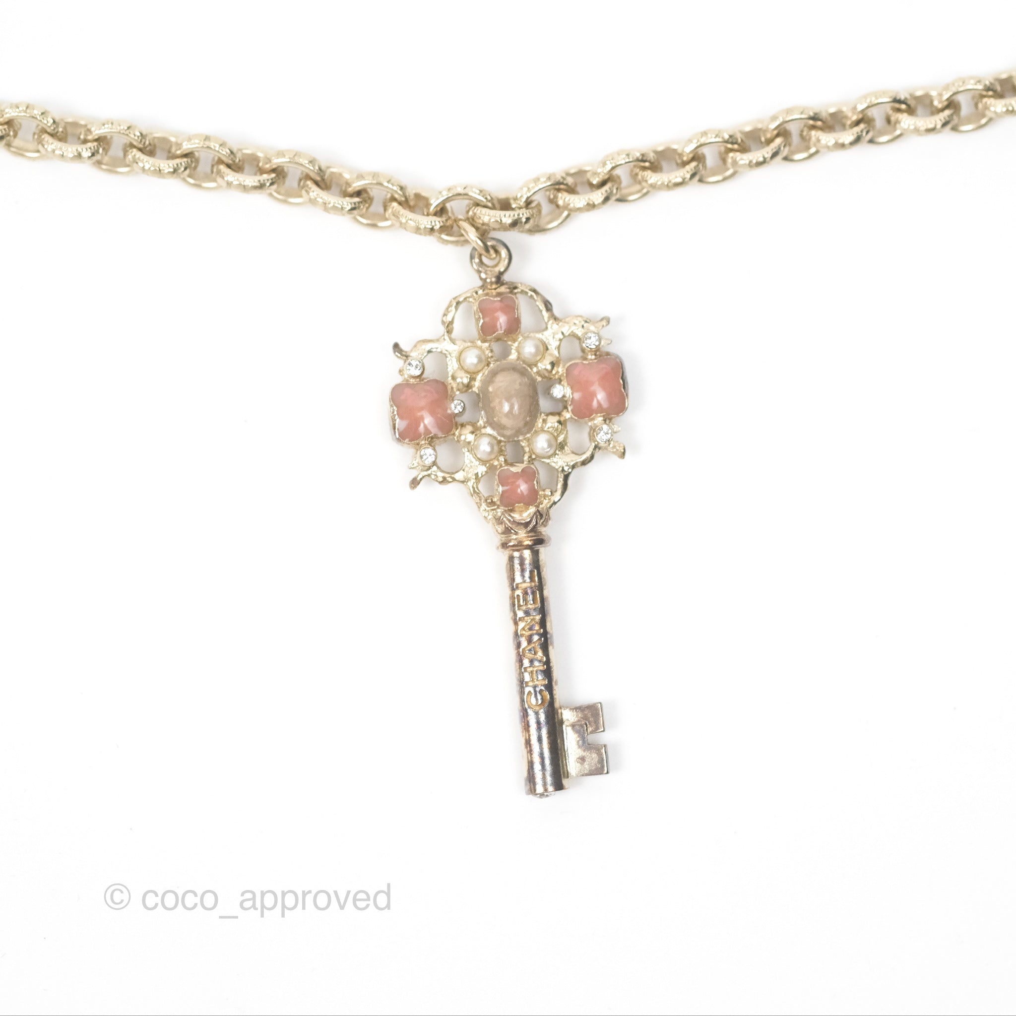 Chanel CC Keys Pendant Double Chain Necklace in Gold Tone - Elegant Fashion Jewelry for Women, Perfect for Parties, Date Nights & Special Occasions