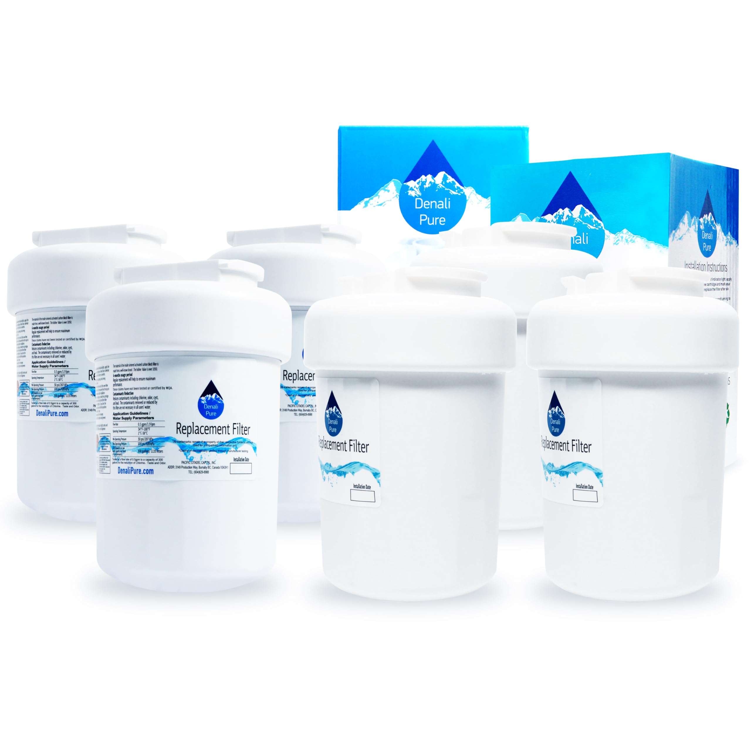 6-Pack GE Refrigerator Water Filter Replacement - Compatible with GSH25JSXBSS, MWF, MWFP Models | Clean & Fresh Drinking Water for Home & Office Use