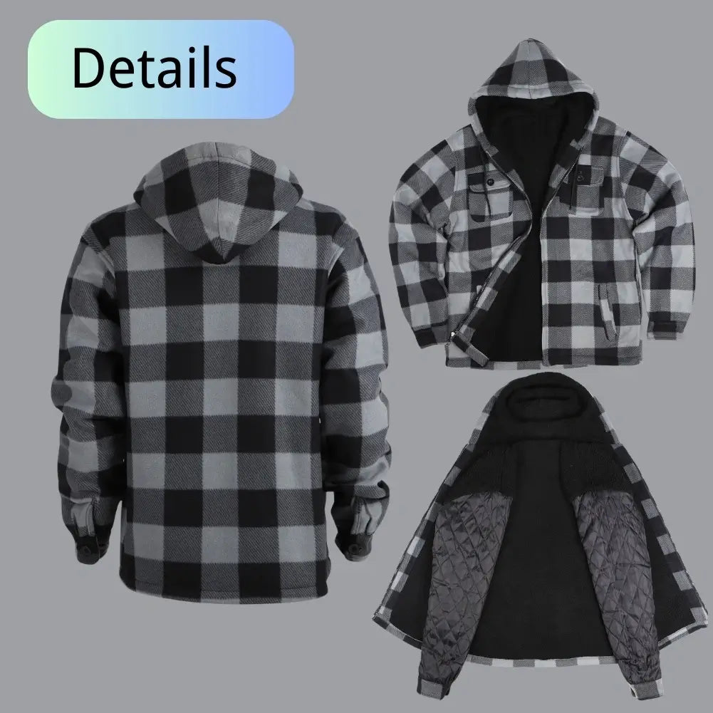 Men's Plaid Sherpa Lined Jacket - Warm Winter Flannel Shirt Jacket for Outdoor Activities & Casual Wear