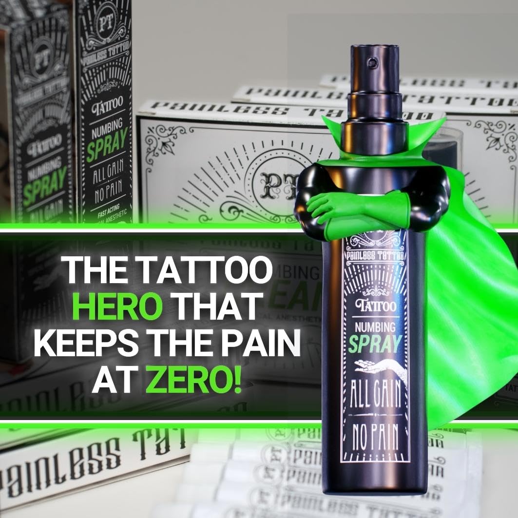 Painless Tattoo BLT Triple Numb Variety Pack with Spray Combo - Benzo-Lido-Tetra-Caine Anesthetic for Tattoos, Burns, First Aid & Cosmetic Procedures - Includes 2 BLT TriPackets & 1 Numbing Spray - Perfect for Tattoo Artists, Piercing Professionals & Home First Aid Kits