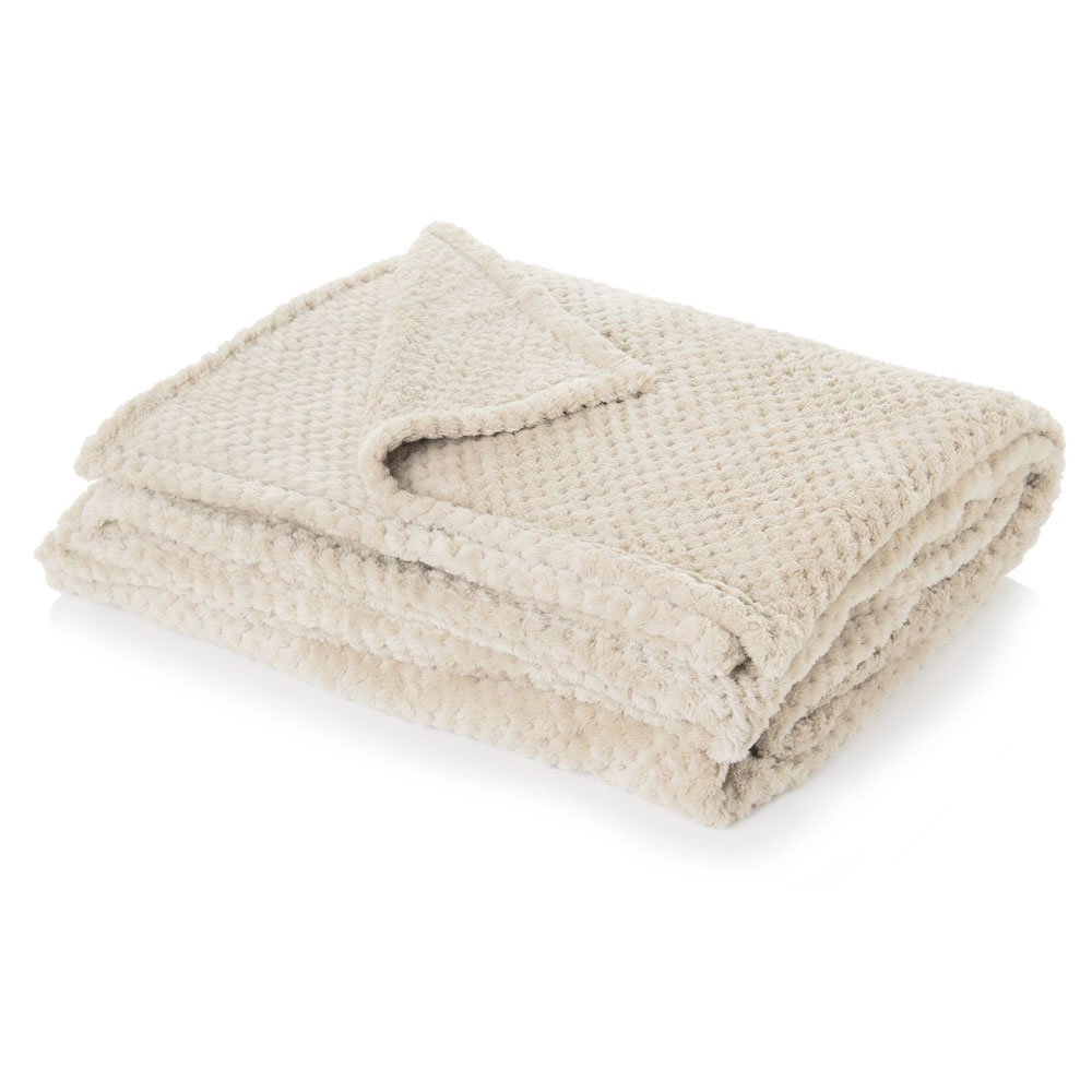 Premium Luxury Waffle Mink Blanket - Ultra Soft & Warm Cozy Throw for Sofa, Bed, Couch - 80