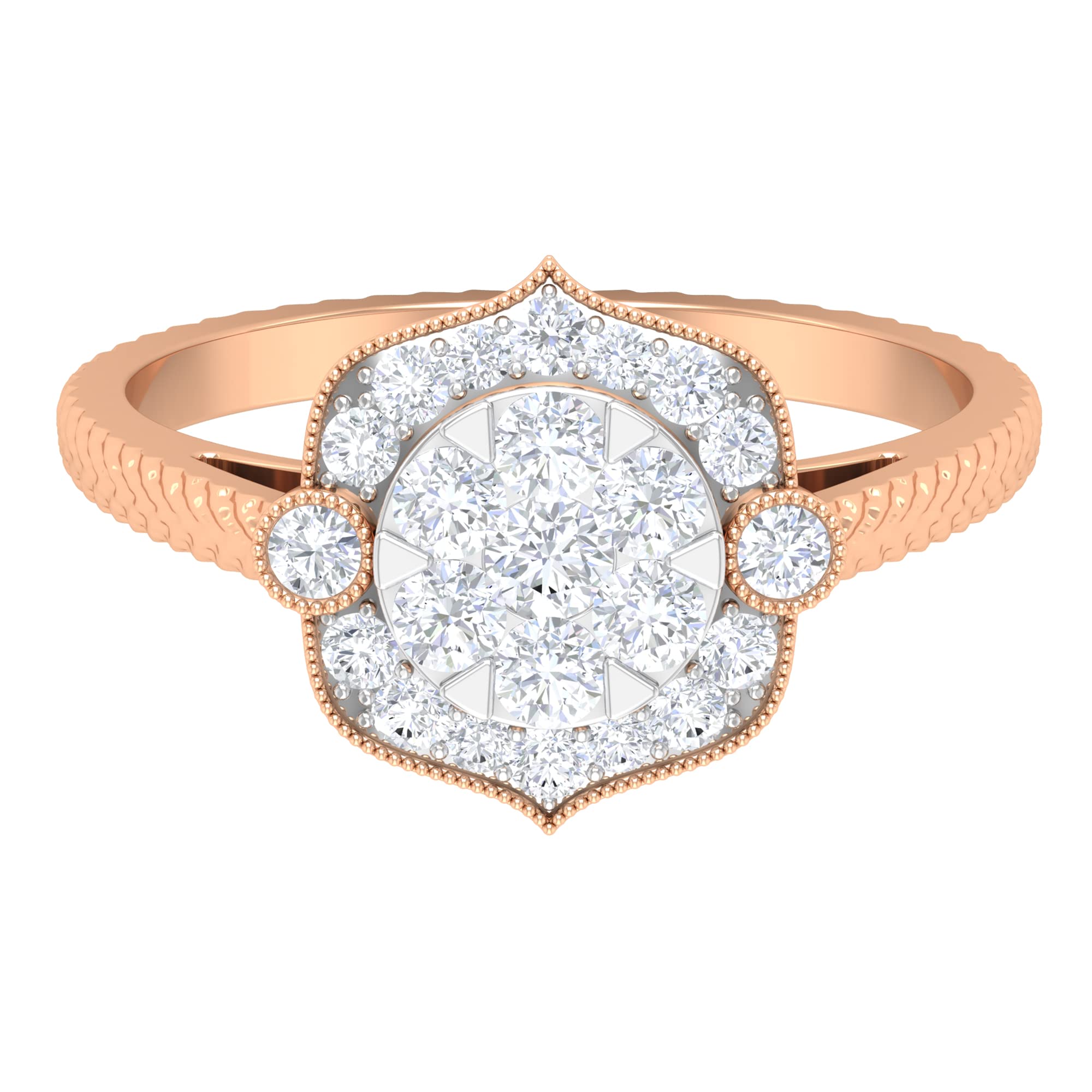 1 CT Illusion Set Diamond Engagement Ring - Art Deco Style 14K Solid Gold Wedding Band with Beaded Texture for Women | Perfect for Proposals, Anniversaries & Bridal Jewelry