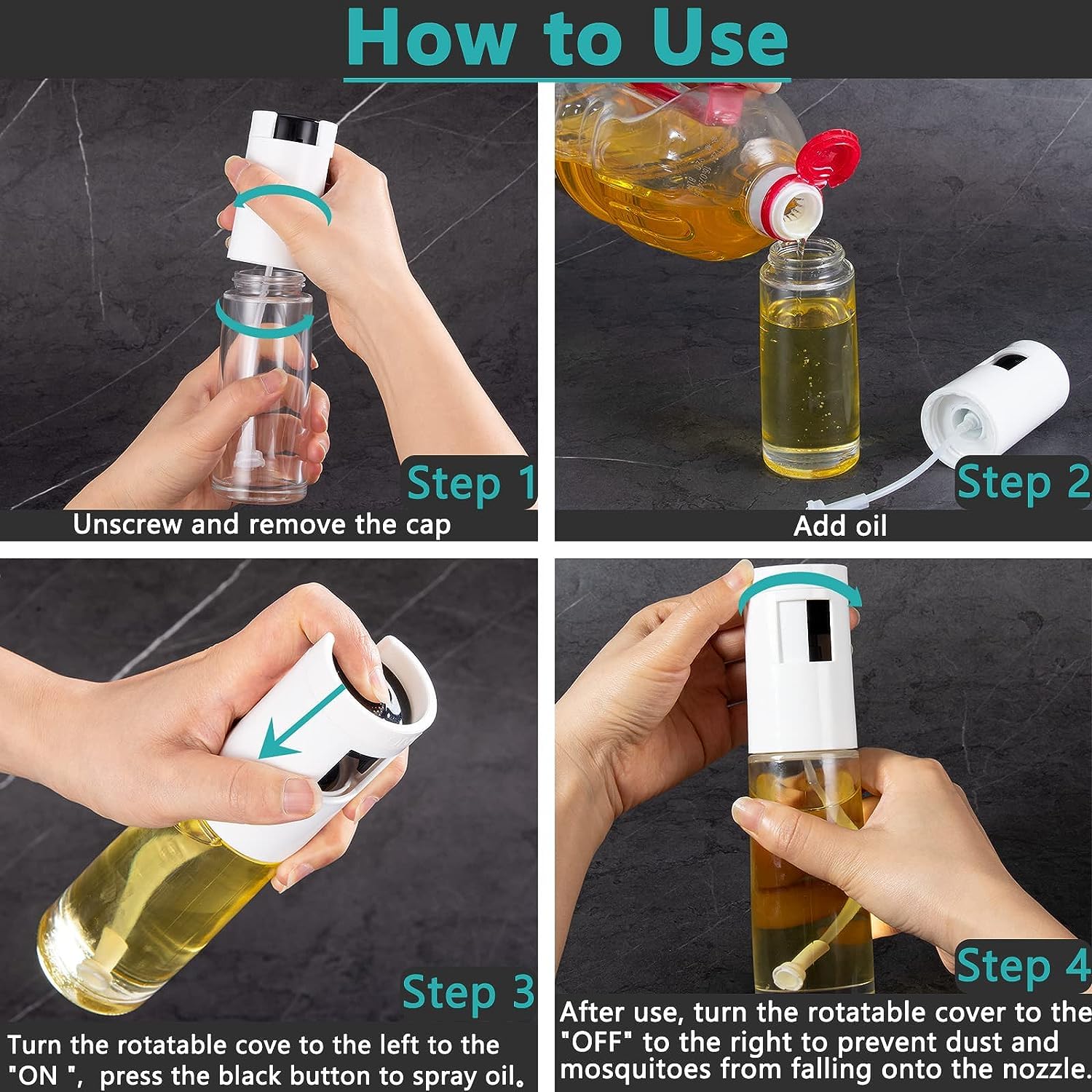 Premium 120ml Food-Grade Olive Oil Sprayer Bottle - Kitchen Oil Mister Dispenser for Healthy Cooking | Perfect for Air Fryer, BBQ, Baking & Salad Dressing | BPA-Free Portable Oil Spritzer