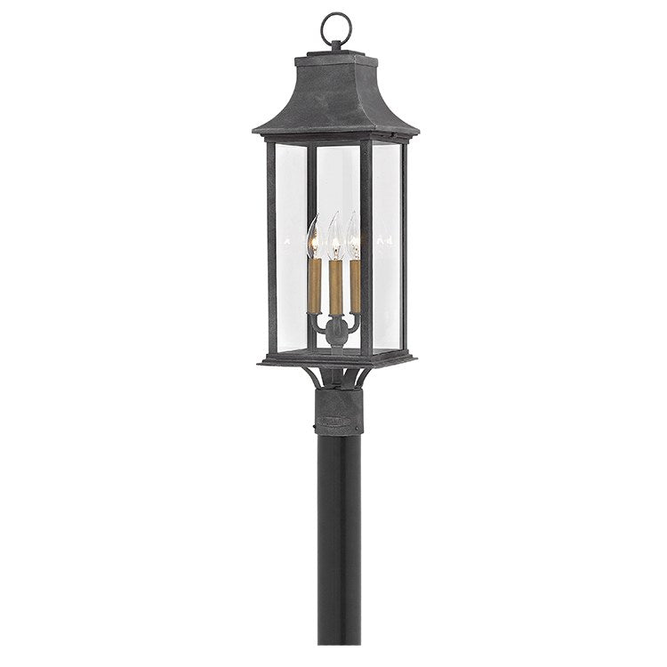 Adair 3-Light Outdoor Post Lantern - Black Wall Mounted Exterior Light Fixture for Porch, Patio, Garden & Driveway Lighting