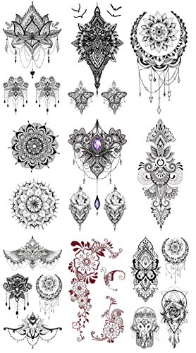 Beautiful Henna Temporary Tattoo Stickers for Women - Hand, Neck & Body Art - Perfect for Parties, Weddings & Festivals
