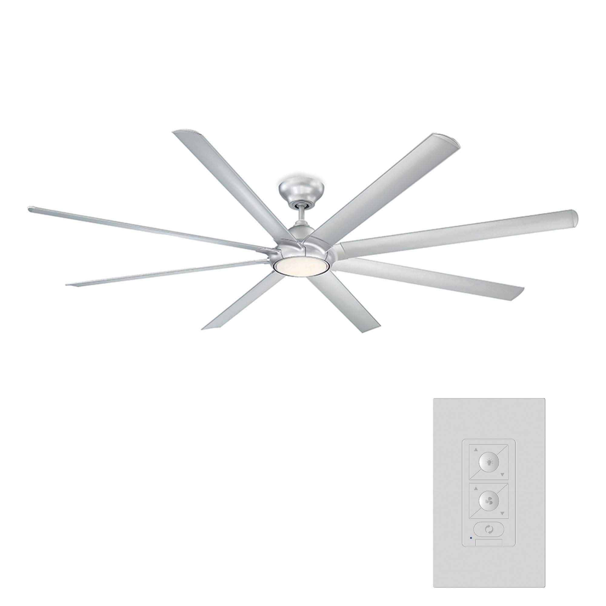 96in Titanium Hydra Smart 8-Blade Ceiling Fan with 3500K LED Light Kit, Wall Control, Alexa & Google Assistant Compatible, Perfect for Large Living Rooms and Outdoor Patios