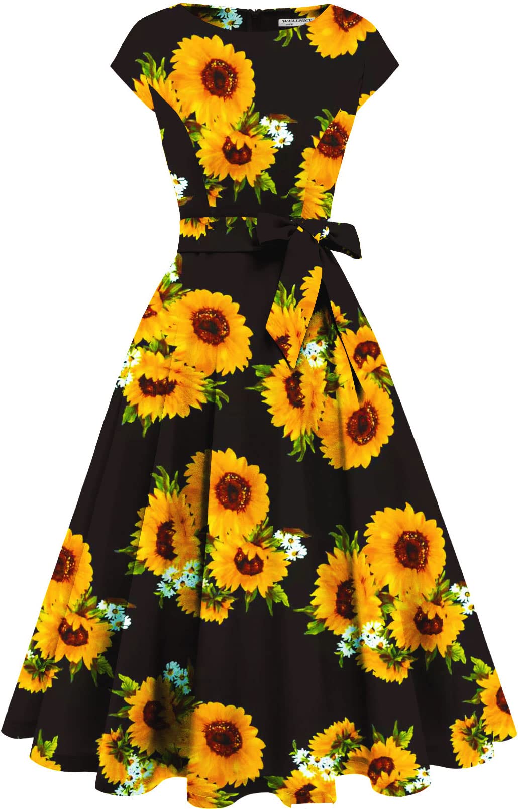 Elegant Wellnice Women's Vintage Cocktail Dress - A-Line Formal Prom & Wedding Guest Dress for Special Occasions | Perfect for Parties, Galas & Evening Events