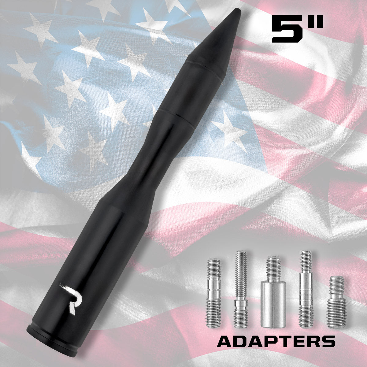Black Aluminum Rocket Style Antenna 5 - OEM Factory Threaded Antenna Replacement for Cars, Trucks & Motorcycles - Durable & Weatherproof for Off-Road Adventures & Daily Commutes