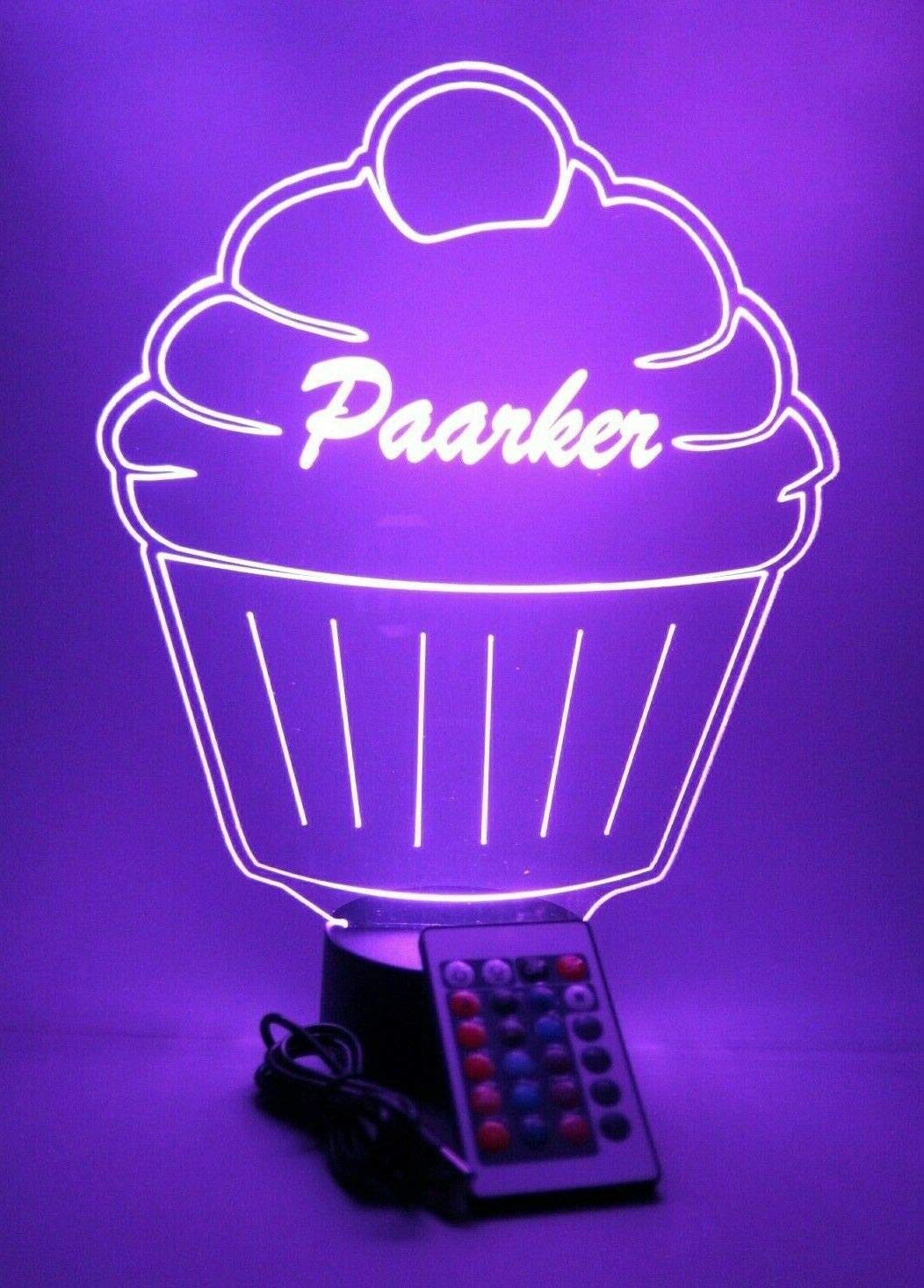 Personalized LED Cupcake Light Up Lamp with Remote - 16 Color Options, Dimmable, Free Engraving - Perfect Desk Decor, Night Light & Unique Gift for Birthdays, Weddings, Home & Office