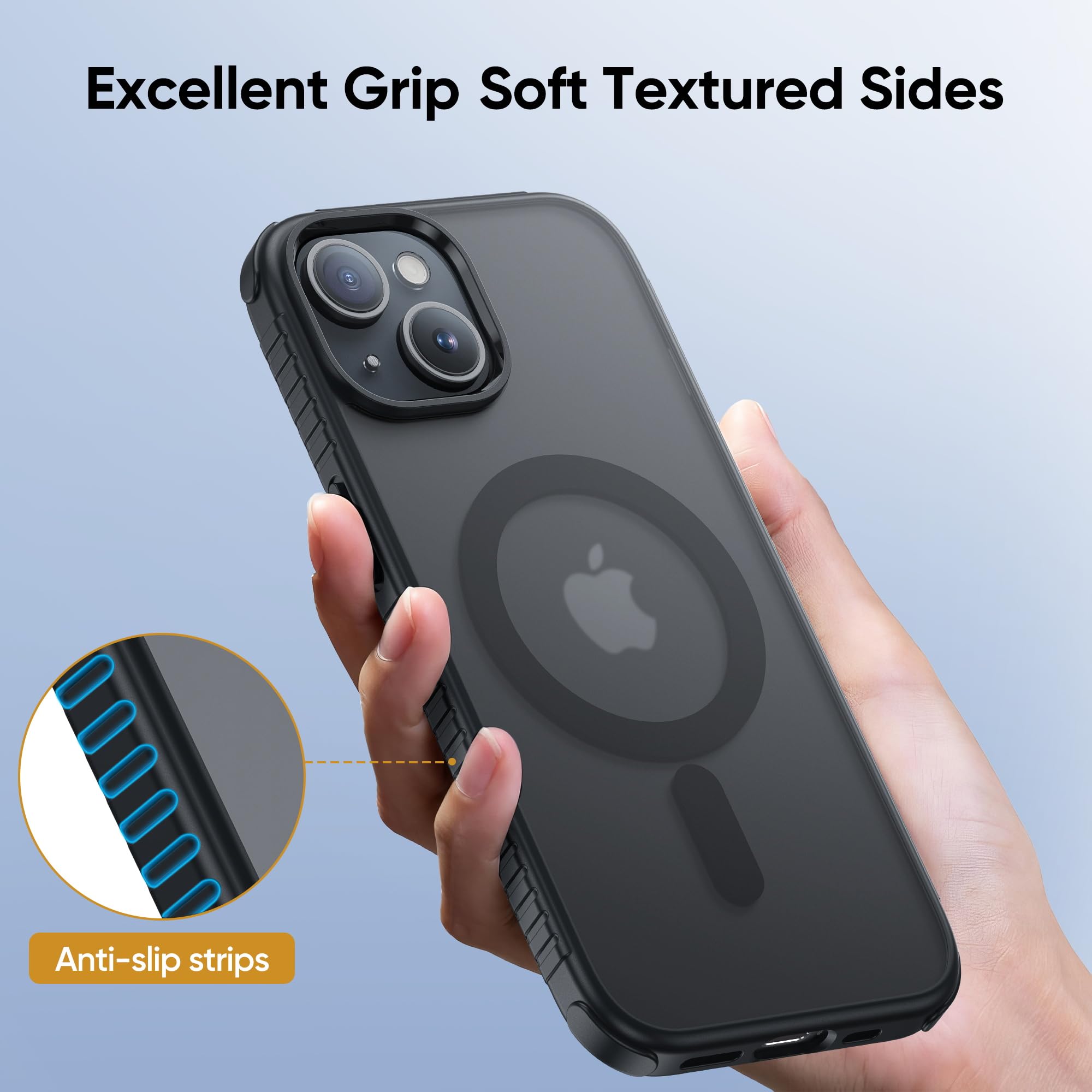 SUCGLES Magnetic iPhone 14 Plus Case with MagSafe - Ultra Strong Magnet, 12FT Military Drop Protection, Slim Matte Translucent Cover (6.7
