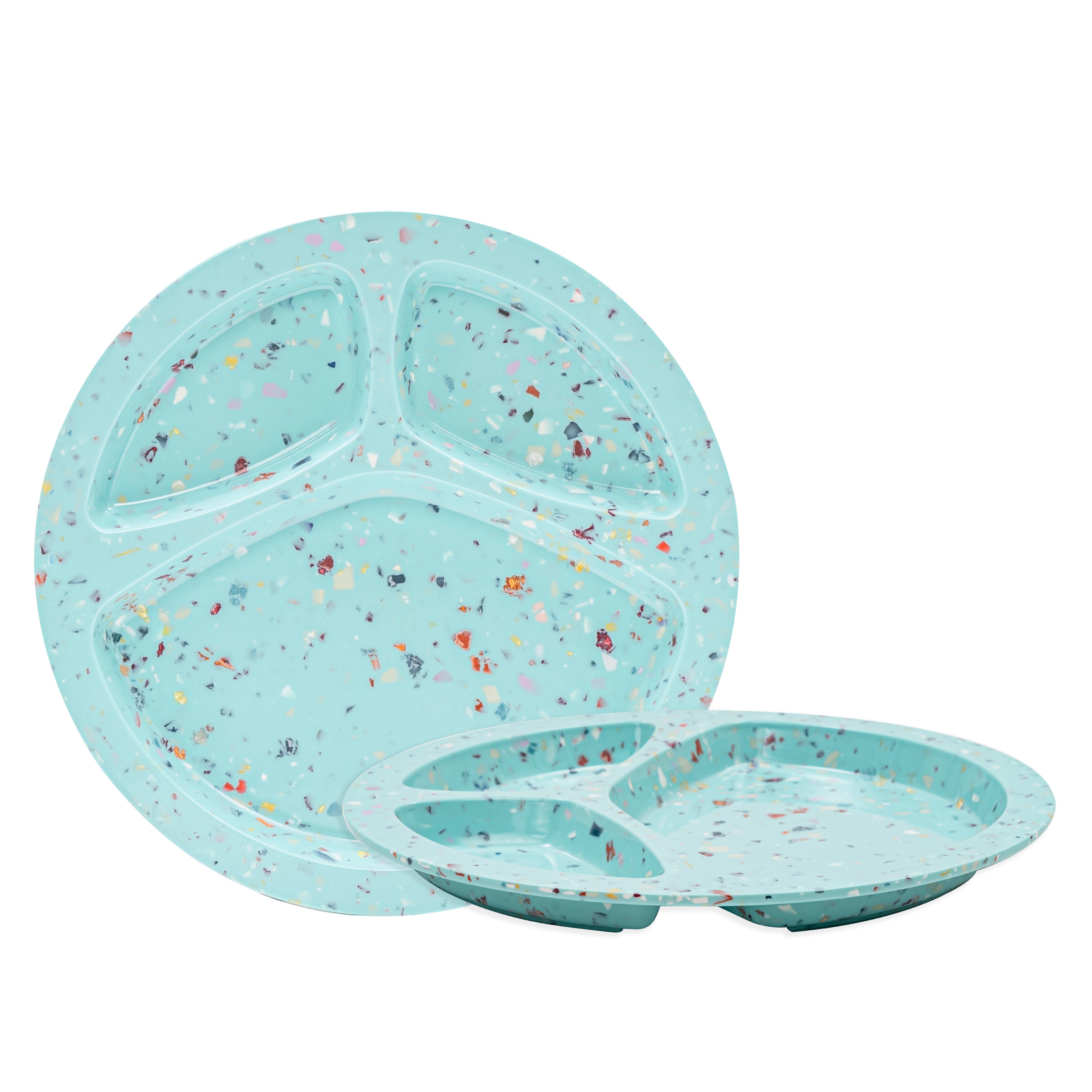 2-Piece Confetti Divided BBQ Plates - Green - Perfect for Outdoor Picnics, Backyard Grilling & Party Serving