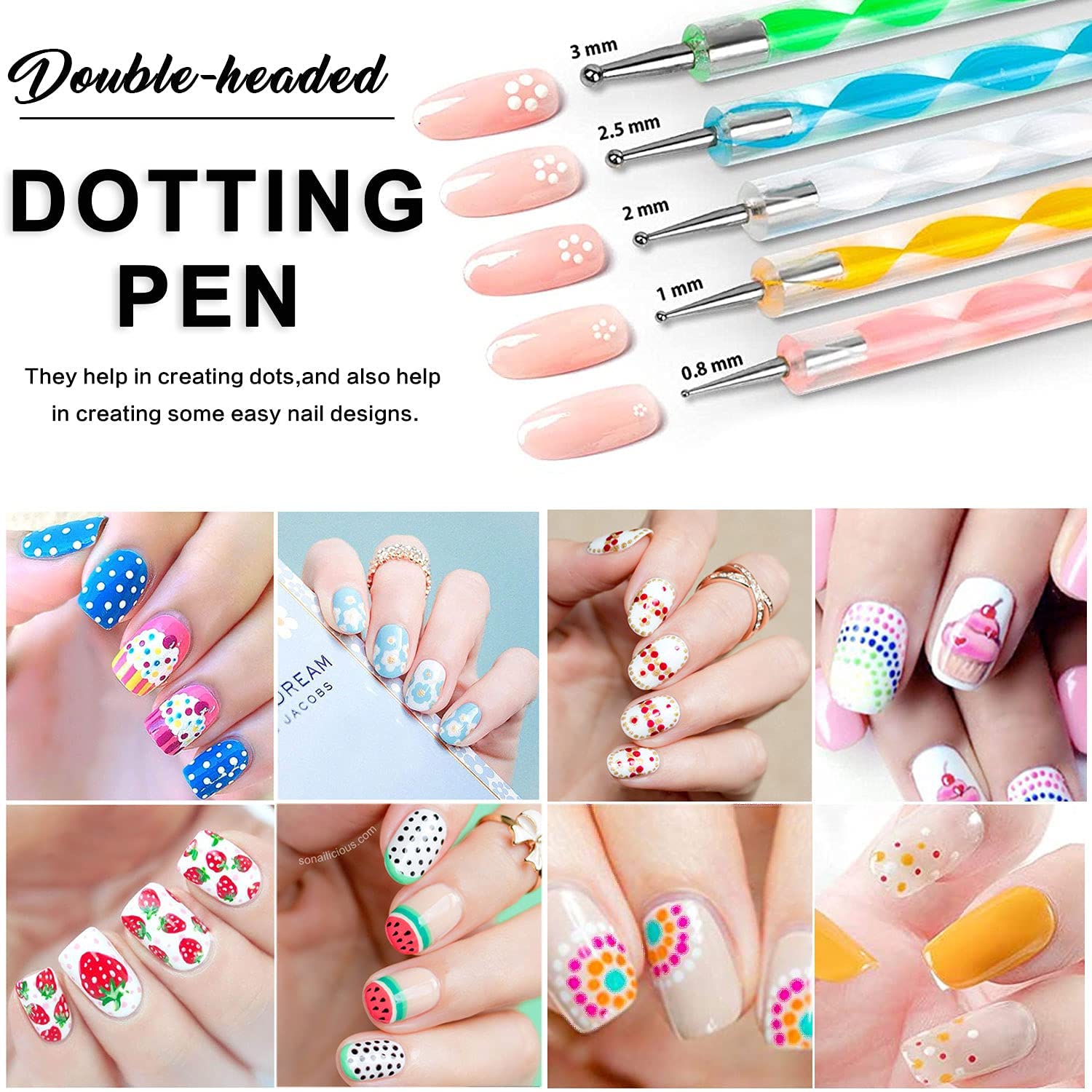 FAMEZA 20-Piece Nail Art Design Kit - 15 Nail Art Brushes & 5 Dotting Pens for Professional Manicures - Perfect for DIY Nail Art, Salon Use & Home Nail Care (Pink)