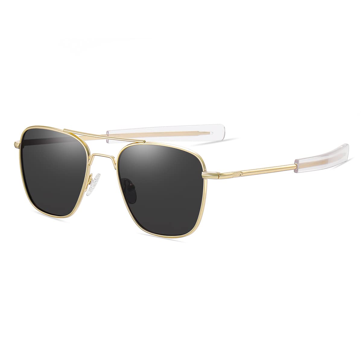 Gleyemor Polarized Square Aviator Sunglasses for Men - Retro Military Tough Guy Style UV Protection Shades - Perfect for Driving, Outdoor Sports & Fashion Accessories