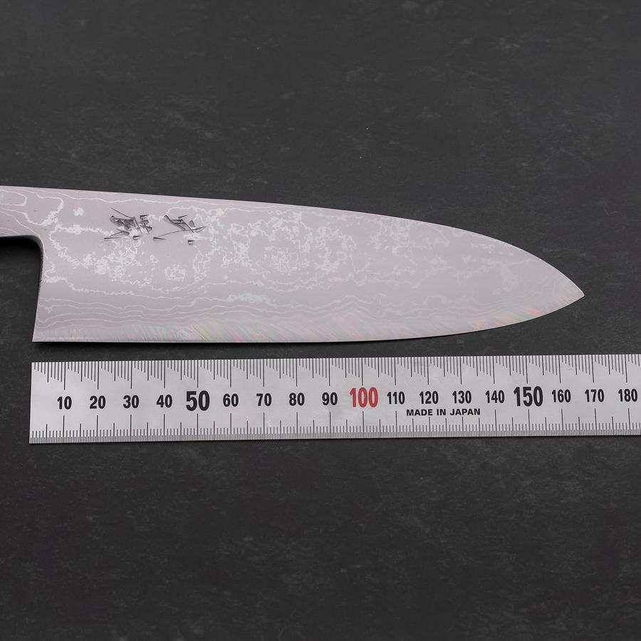 Premium Santoku Knife 170mm - Blue Steel #2 Suminagashi with Buffalo Ebony Handle - Japanese Kitchen Knife for Professional Chefs & Home Cooking - Perfect for Slicing, Dicing & Mincing Vegetables, Meat & Fish