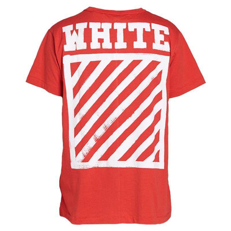 OFF WHITE Brushed Diagonal Short Sleeve T-Shirt - Trendy Streetwear for Casual Outfits & Urban Fashion