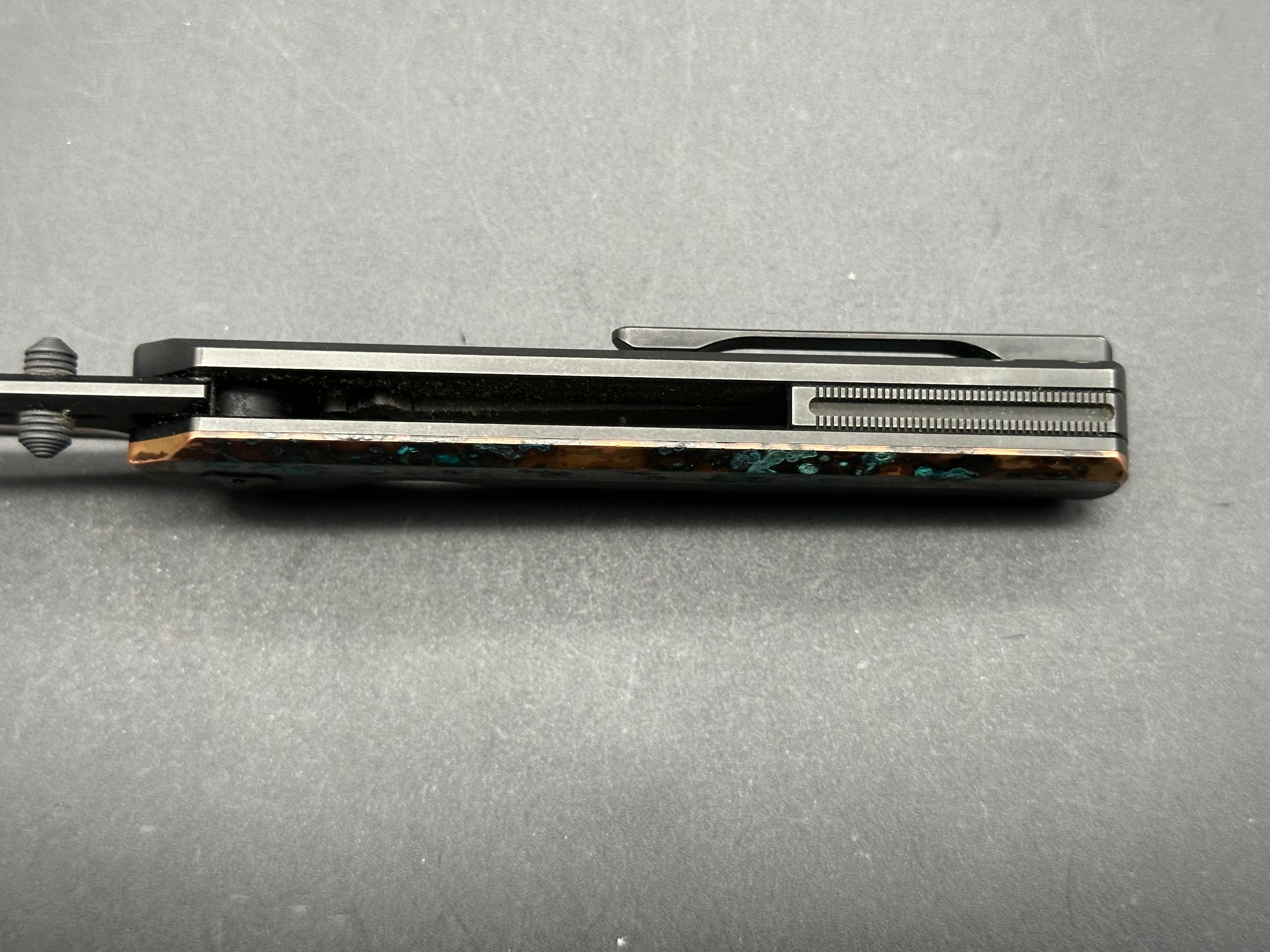 Arcform Slim Foot Titanium & Copper Knife Scales with Shipwreck Patina Finish - Perfect for EDC, Camping, and Outdoor Survival Gear