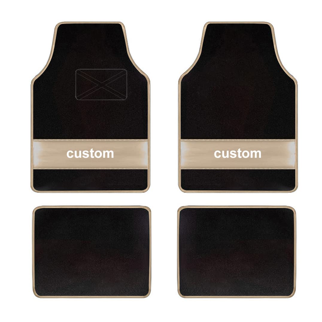 Premium 4-Piece Custom Suede Car Floor Mats - Universal Fit, Non-Slip Luxury Carpet for Cars, SUVs & Trucks (Black/Beige) | All-Weather Protection & Easy Cleaning for Daily Commute & Road Trips