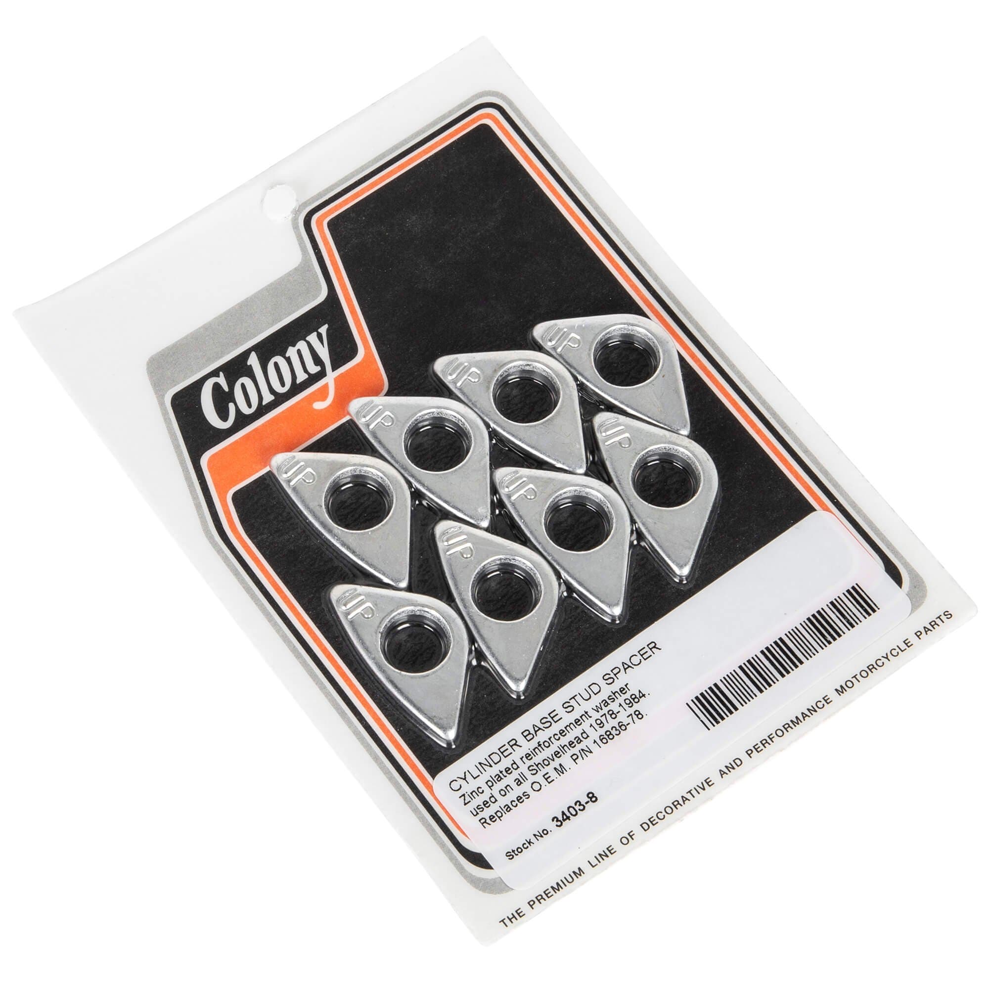 8 Cylinder Base Stud Spacers for 1978-1984 Harley Davidson Shovelheads - Zinc Plated Motorcycle Engine Parts for Improved Performance & Vibration Reduction