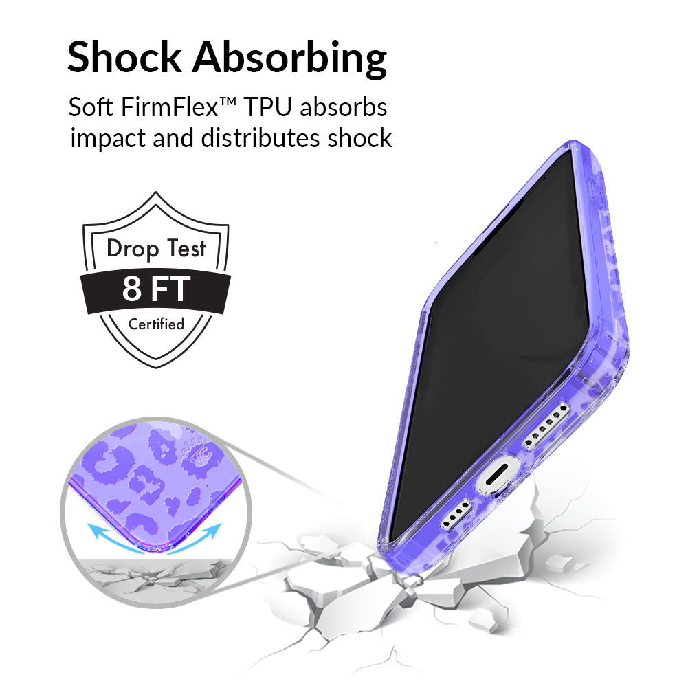 Electric Purple Leopard Print Shockproof iPhone Case - Trendy Protective Cover for iPhone 12/13/14 Pro Max | Perfect for Everyday Use, Travel & Outdoor Activities