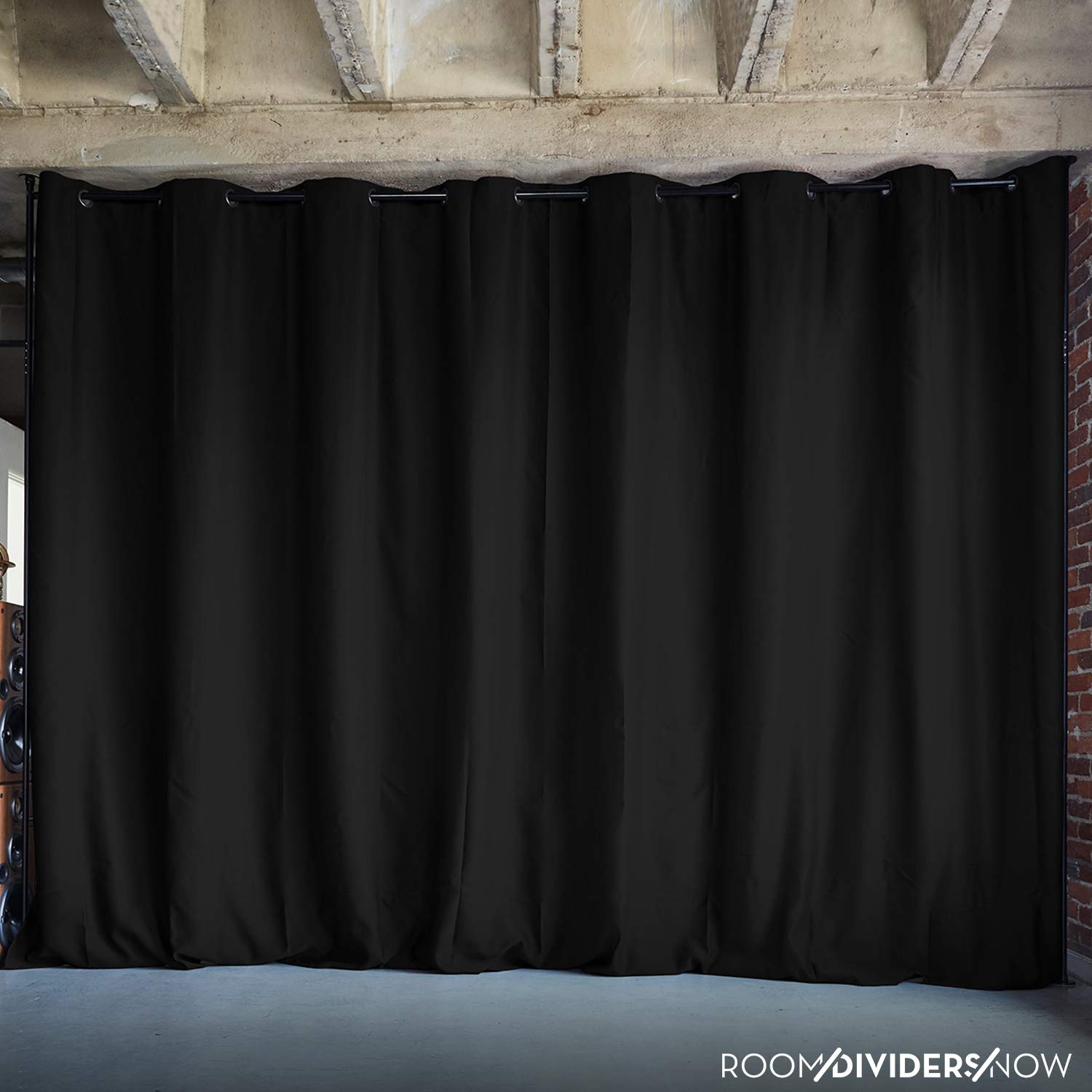 Zenfinit Premium Heavyweight Room Divider Kit - 8ft Tall x 5-6.8ft Wide Freestanding Partition Curtain in Dark Chocolate | Soundproof Privacy Screen for Bedroom, Office & Studio | Easy Setup Room Divider Wall