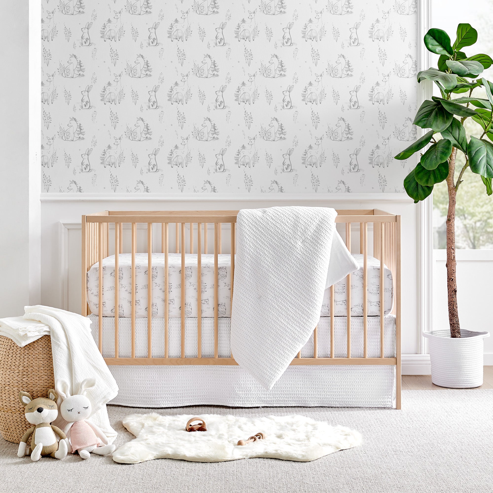 Mills Waffle White Crib Fitted Sheet - Soft Breathable Cotton Crib Sheet for Baby Nursery, Perfect for Boys & Girls - Fits Standard Crib Mattresses (White) - Ideal for Daycare, Home Nursery & Travel