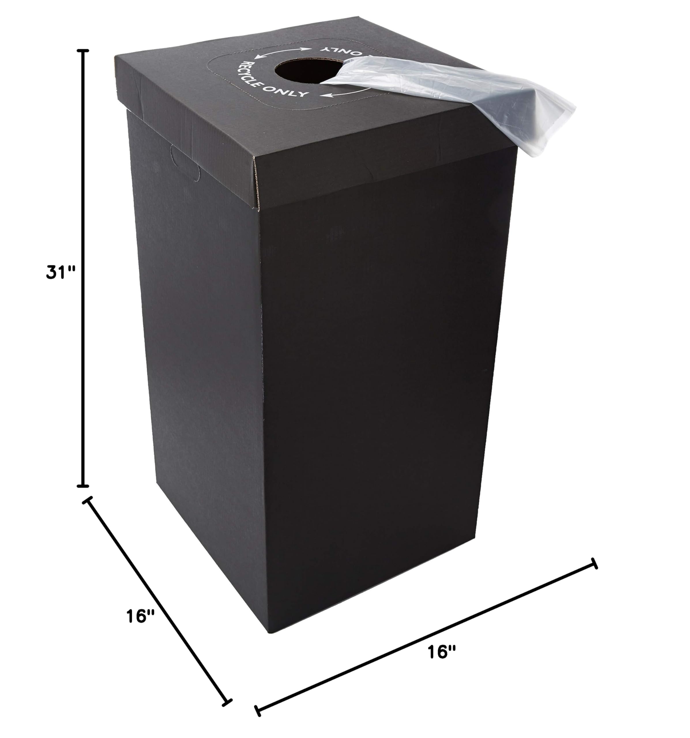 Eco-Friendly Disposable & Reusable Cardboard Trash & Recycling Bins with Lid & Trash Bags - 10-Pack Black - Perfect for Home, Office, Events & Waste Sorting