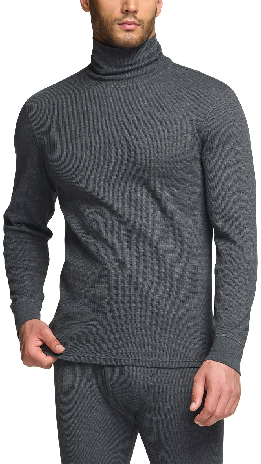 Men's Thermal Underwear Long Sleeve Shirt - Midweight Waffle Knit Crewneck Base Layer for Cold Weather | Winter Workout, Hiking & Outdoor Activities