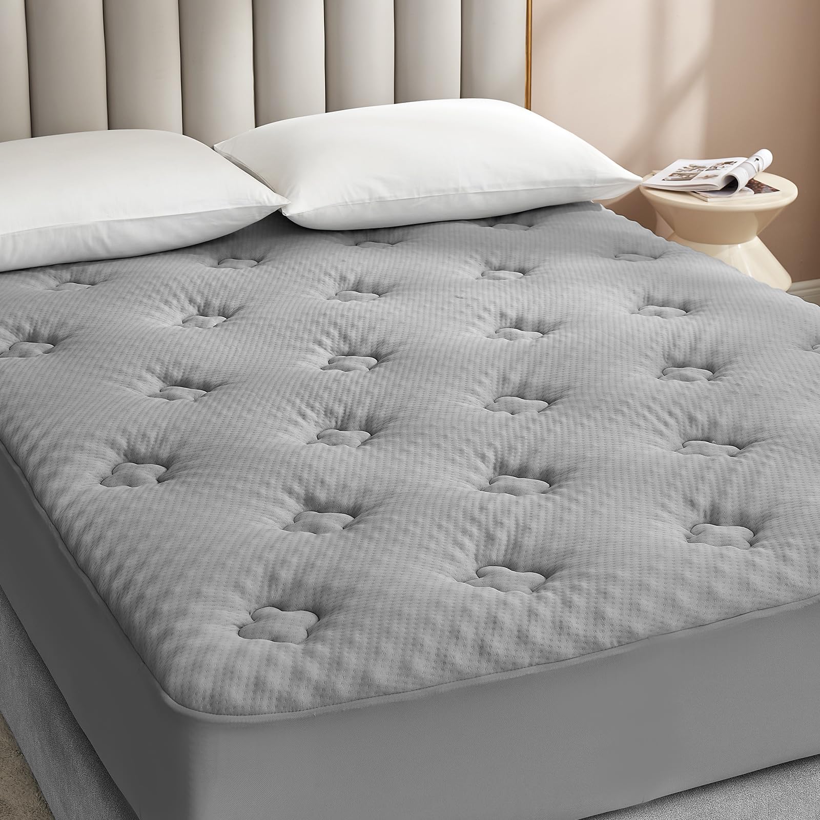 Hansleep California King Memory Foam Mattress Pad - Cooling Gel Infused Egg Crate Topper for Back Pain Relief, Breathable Cover with Deep Pocket (72