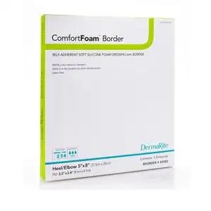 ComfortFoam Border Silicone Foam Dressing for Elbow & Heel Wounds - 5x8 Inch (43580) - Ideal for Pressure Ulcers, Diabetic Foot Care & Post-Surgical Protection