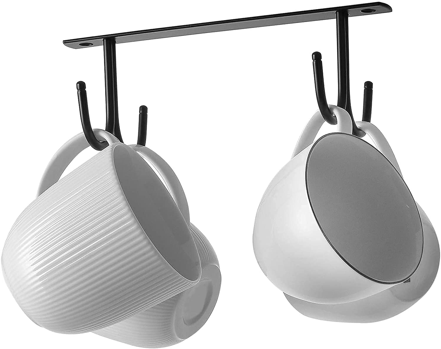 Under Cabinet Mug Hooks Set of 3 - Space Saving Coffee Cup Holder & Drying Rack - Black Kitchen Organizer for Bar, Home & Office Use
