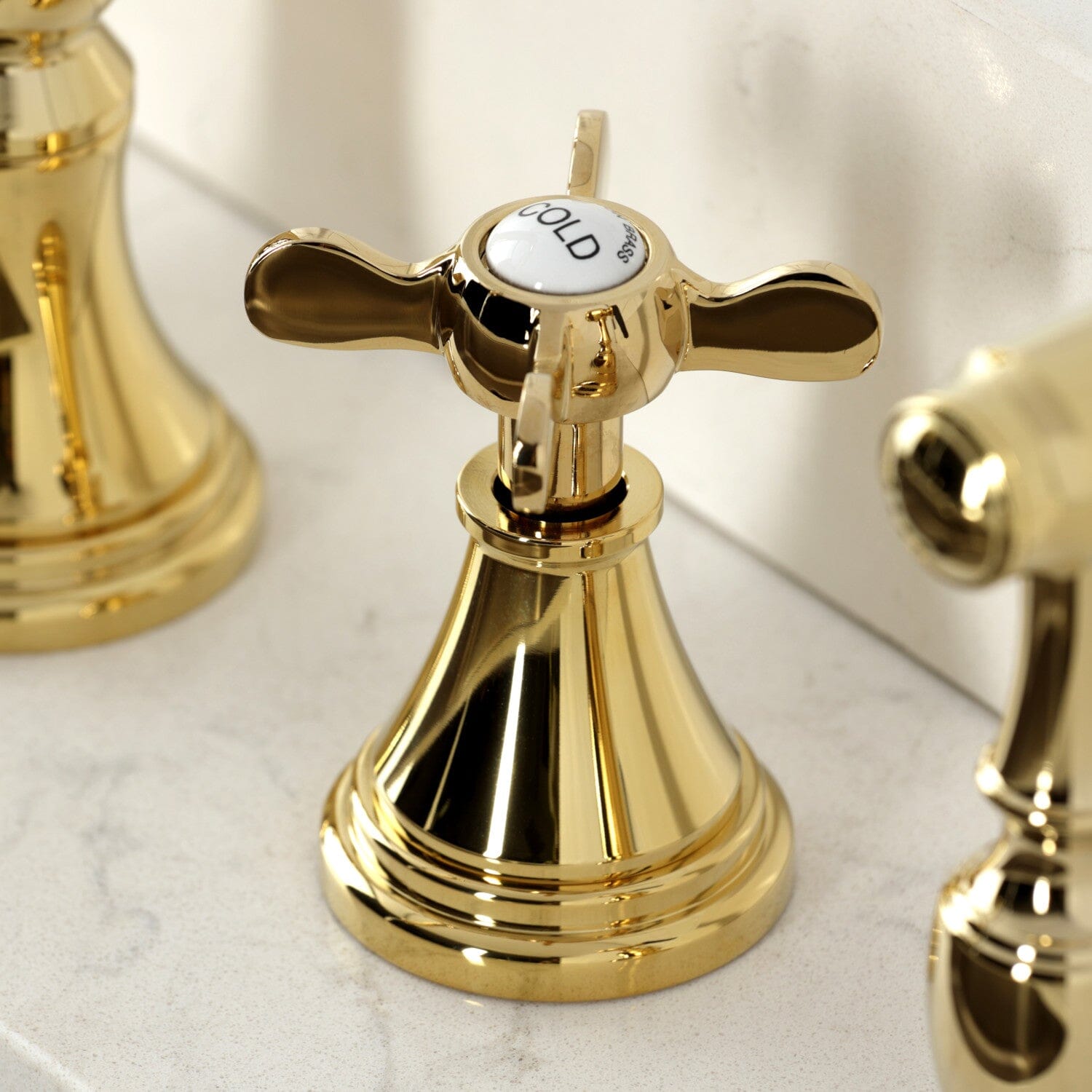 Essex Double Handle 4 Hole Widespread Kitchen Faucet with Brass Sprayer - High Arc Pull Down Sprayer for Modern Farmhouse & Commercial Kitchens