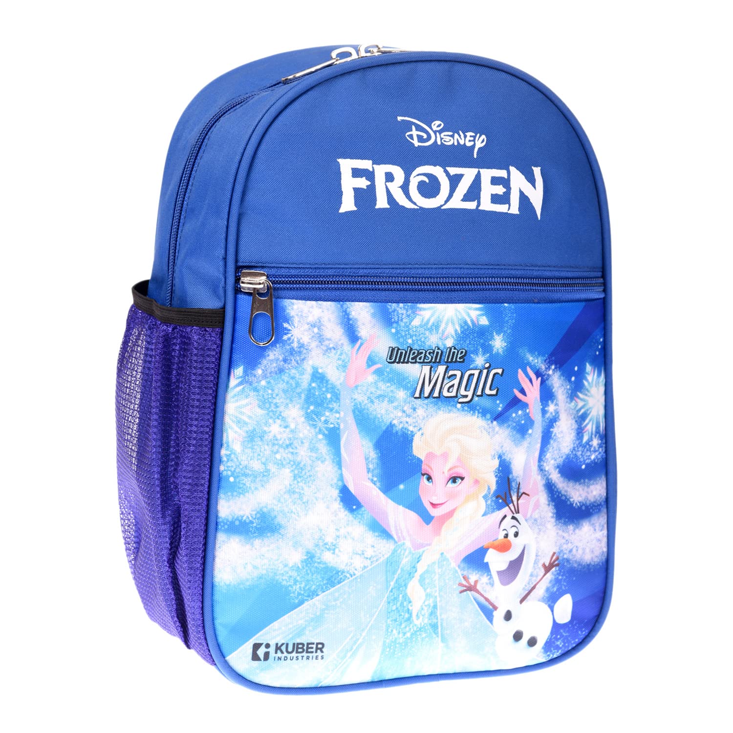 Disney Frozen Kids School Backpack - 2 Compartment Blue Rexine Bookbag for Girls with Zipper Closure | Perfect for Elementary School, Daycare & Travel Accessories