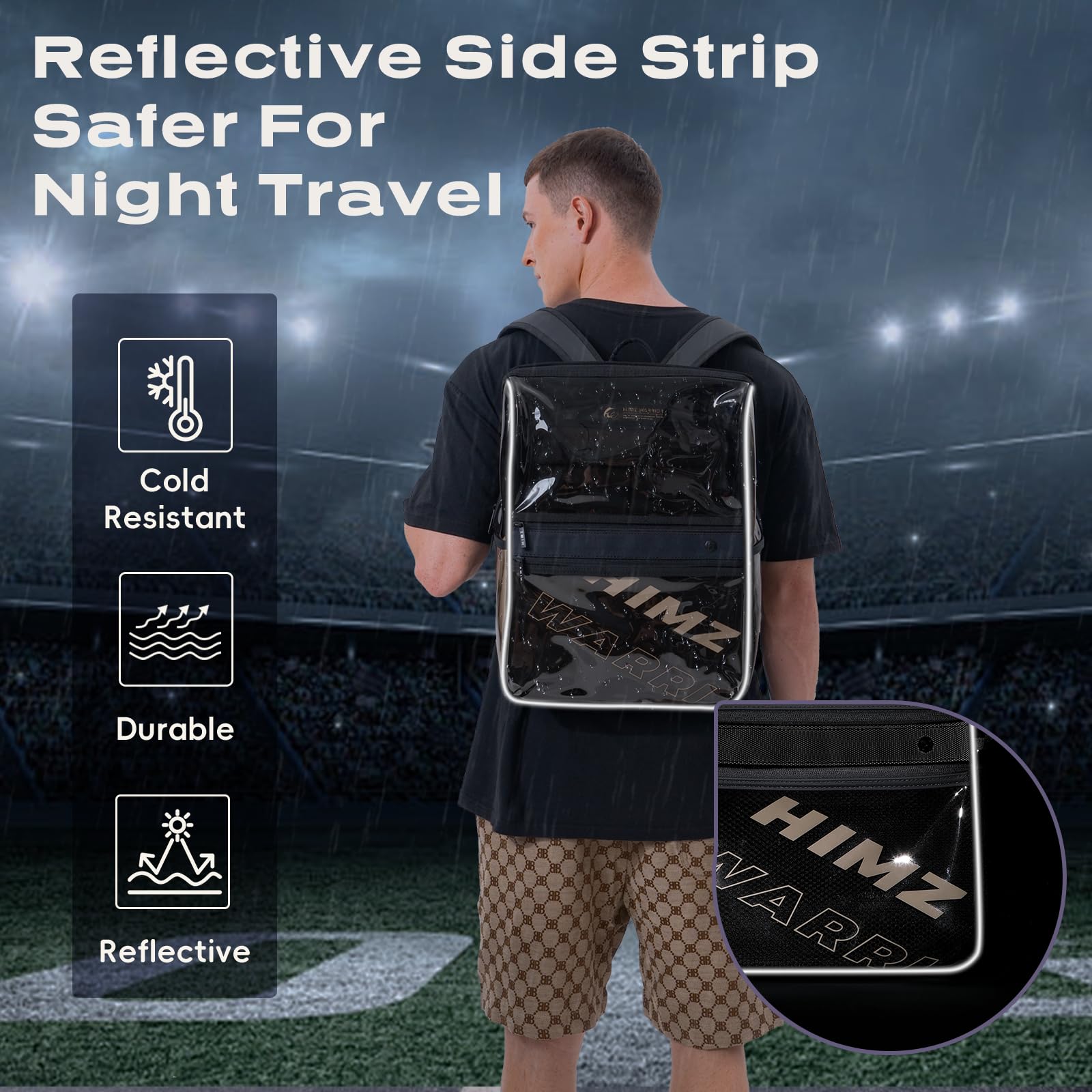 Durable Clear Backpack for Adults - Heavy Duty Transparent Laptop Backpack with Mesh Pockets for Travel, School & Work | College Backpack for Men & Women (Black) - Perfect for Airport Security, Commuting & Campus Life