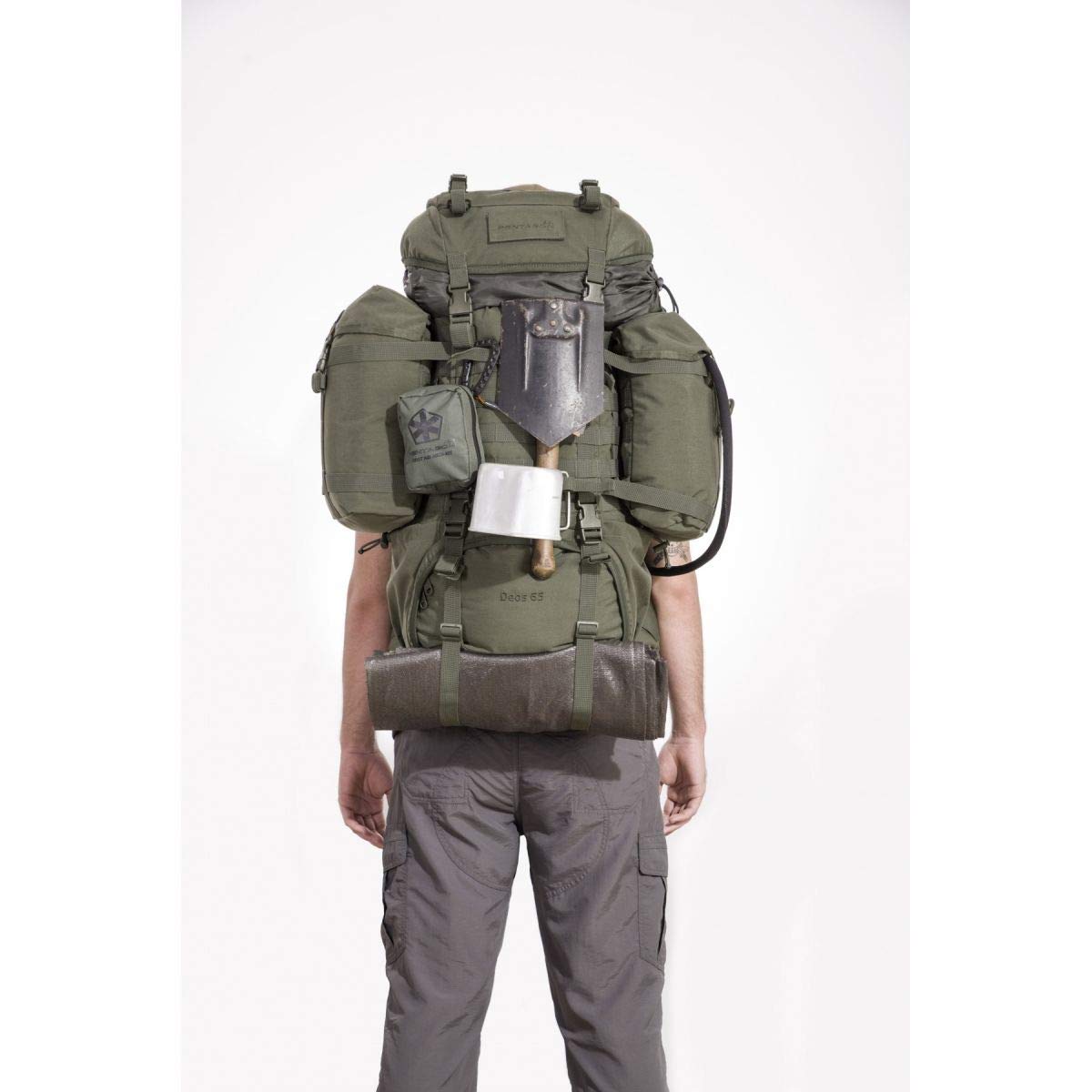 Pentagon Deos Tactical Backpack 65L Olive - Military Grade Hiking Backpack for Outdoor Camping, Hunting & Travel - Waterproof Large Capacity Rucksack