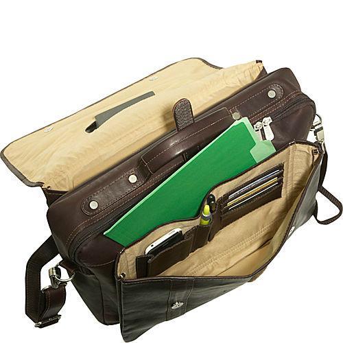 Premium Piel Traditional Flap Portfolio Leather Briefcase - Professional Business Document Organizer for Men & Women - Perfect for Office, Meetings, and Business Travel