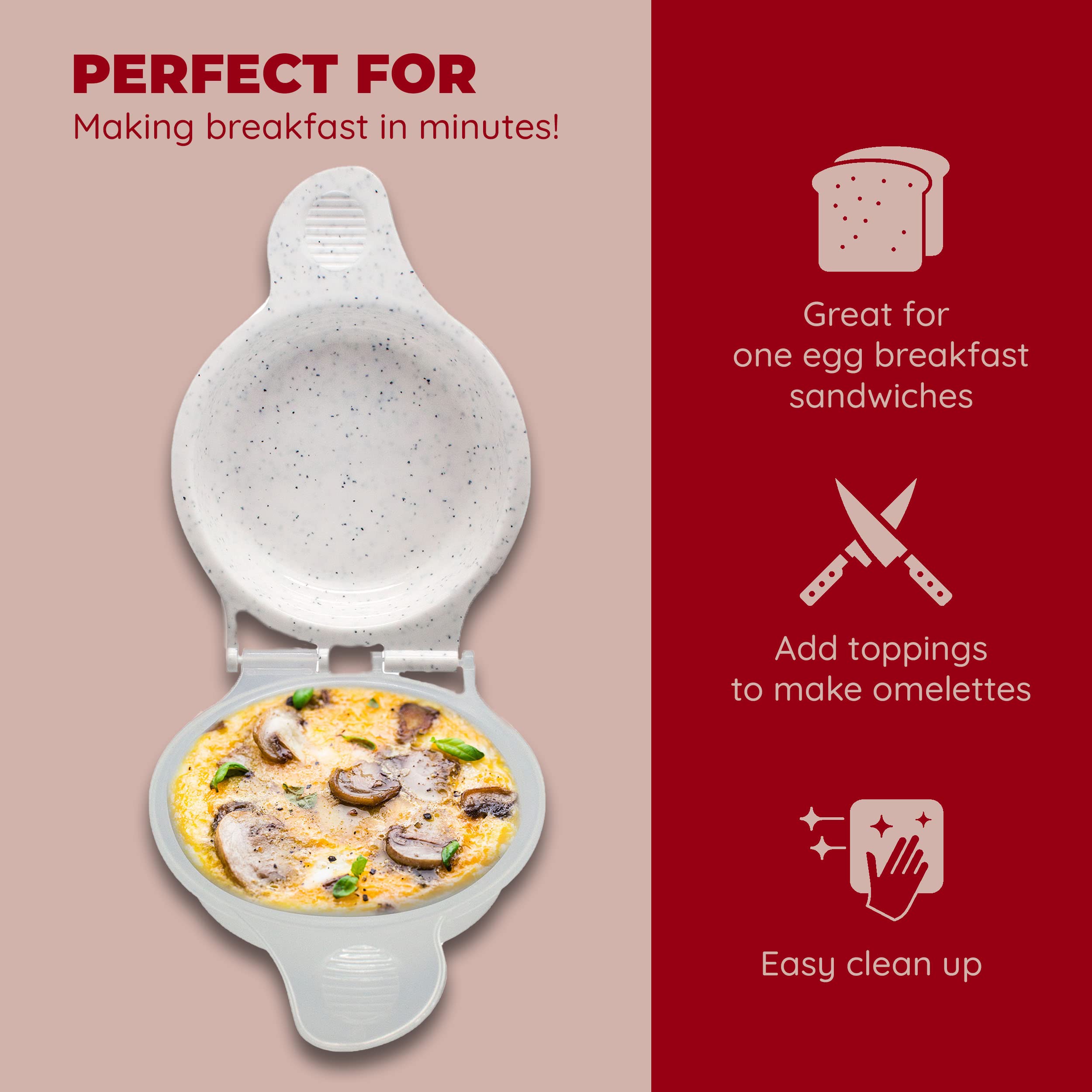 GOOD LIVING Microwave Egg Muffin Breakfast Sandwich Pan - Quick 1-Minute Egg Cooker for Easy Breakfast, 1-Pack | Perfect for Busy Mornings, Meal Prep & Healthy On-the-Go Breakfasts