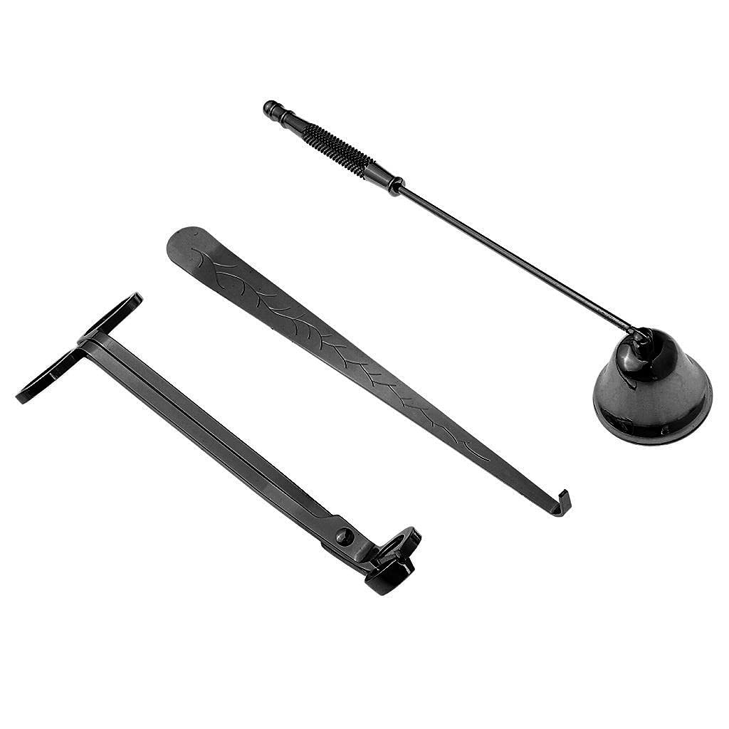 Premium 3-Piece Black Stainless Steel Candle Snuffer Set - Candle Dipper, Wick Trimmer & Extinguisher for Home Decor, Spa, Romantic Dinners & Church Use