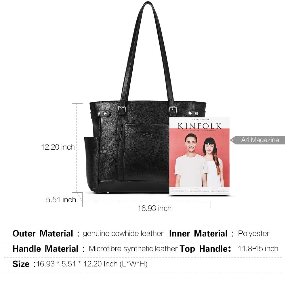 CLUCI Genuine Leather Laptop Tote Bag for Women - 15.6 Inch Professional Work Briefcase & Shoulder Bag - Perfect for Office, Business Travel & Daily Commute