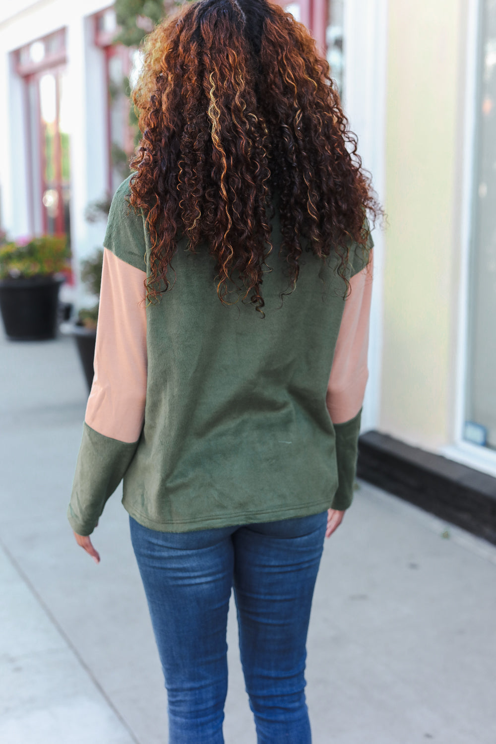 Cozy Holiday Vibes Taupe & Green Fleece Zip-Up Hoodie with Cinched Hem - Perfect for Winter Outfits, Christmas Gifts & Casual Loungewear