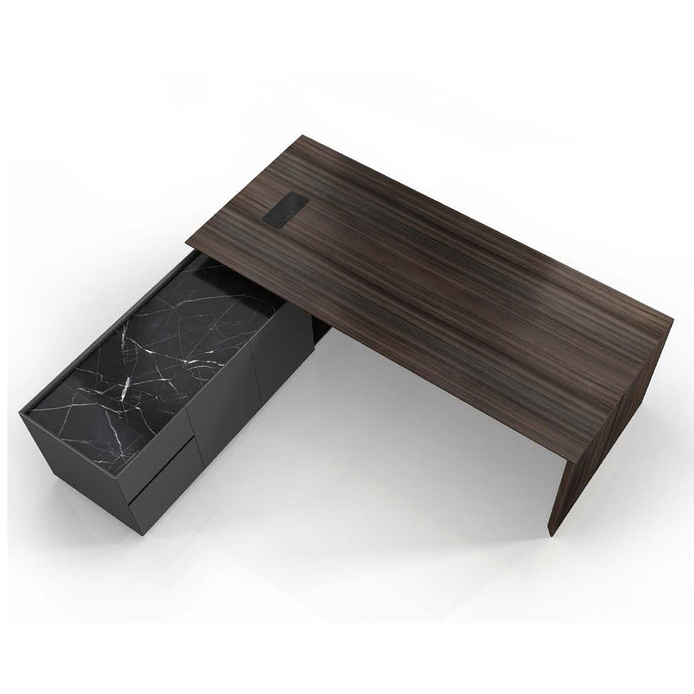 ARMANDO Executive Desk 220cm with Left Return in Hazelnut & Grey - Premium Office Furniture for Home & Business Workspaces