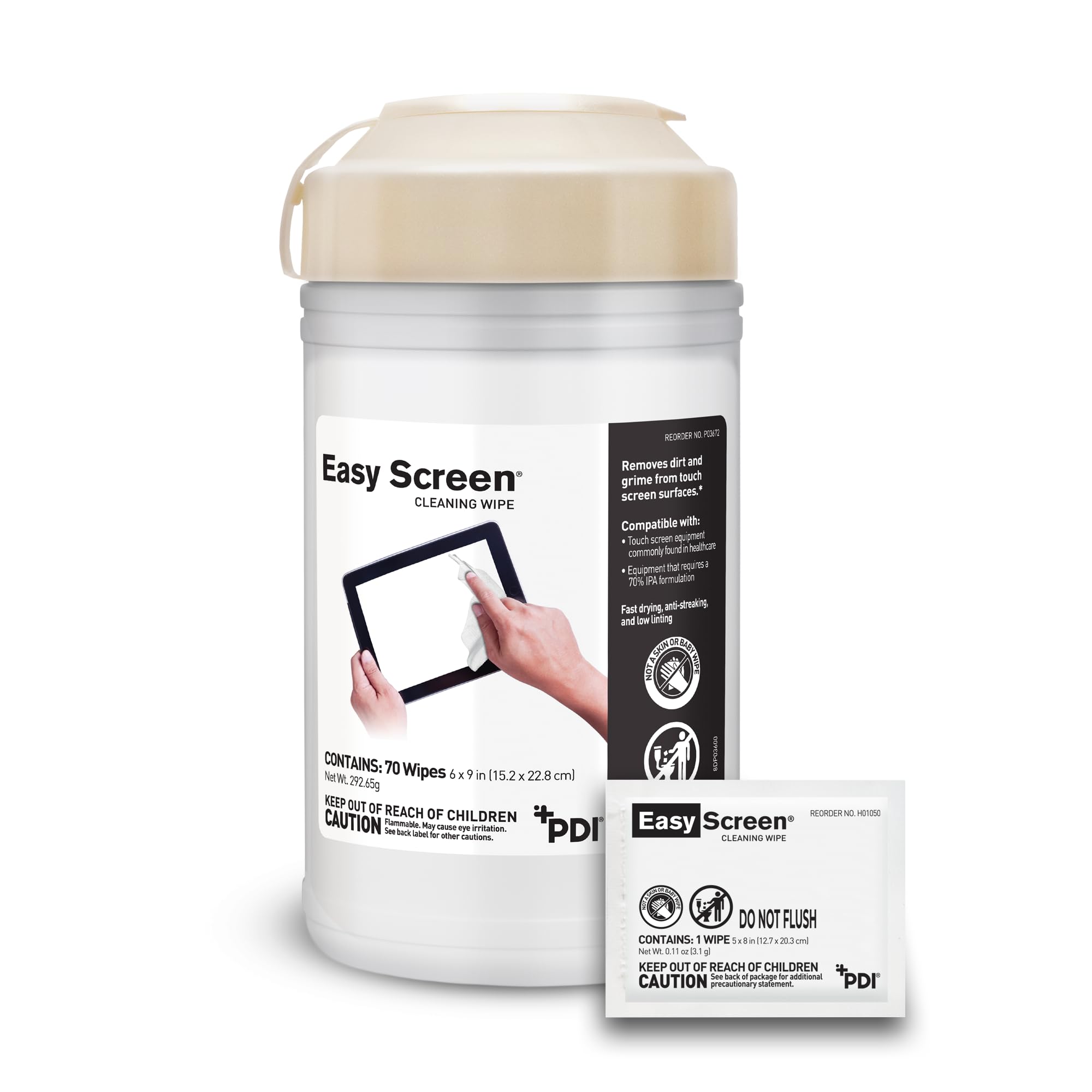 Screen Cleaning Wipes for Electronics - 70 Unscented 1-Ply Wipes (9