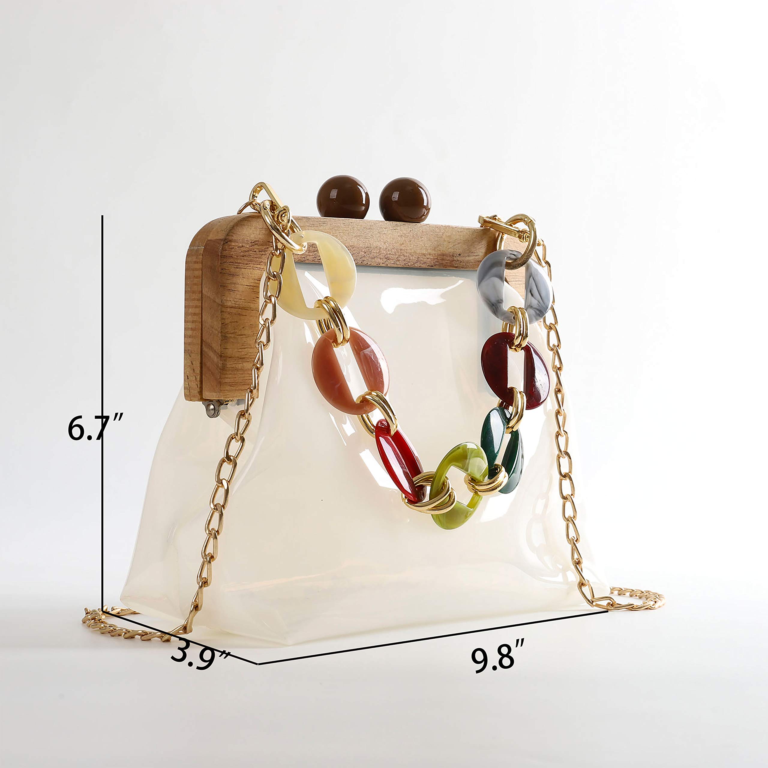 YUSHINY Women's Clear PVC Plastic Handbag - Durable Crossbody Evening Purse with Detachable Acrylic Chain Shoulder Strap | Perfect for Parties, Weddings & Night Out Accessories