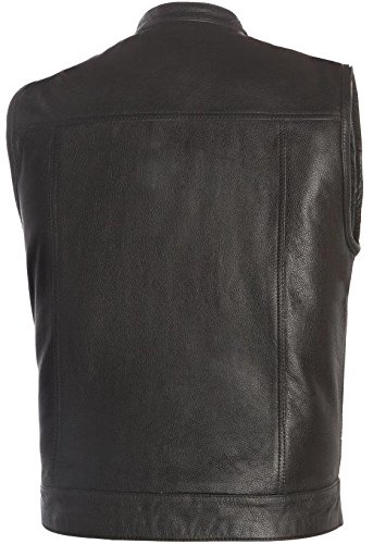 True Element Men's SOA Motorcycle Club Leather Vest with Concealed Carry Pockets - Black (Sizes S-5XL) | Biker Jacket for Riding, Motorcycle Gangs, Harley Davidson Events & Casual Wear